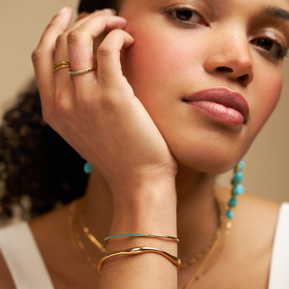 Fine Turquoise Pavé Open Bangle