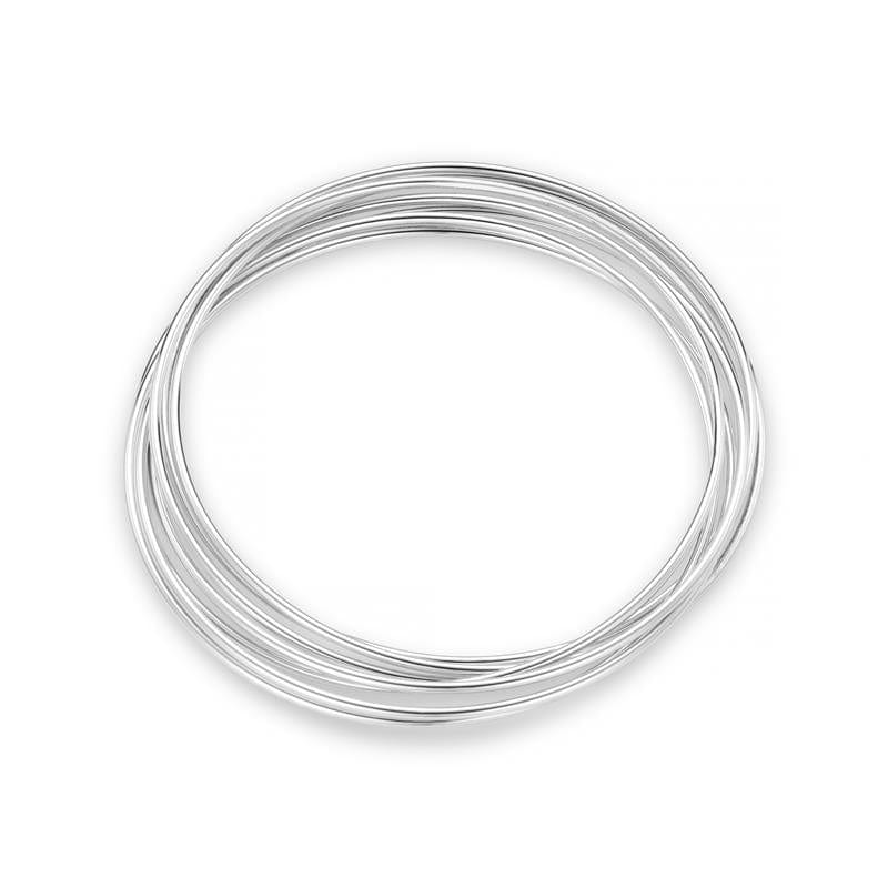 Fine Multi Interlocking Bangles - Silver