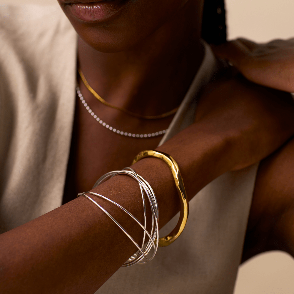 Polished Hammered Bangle