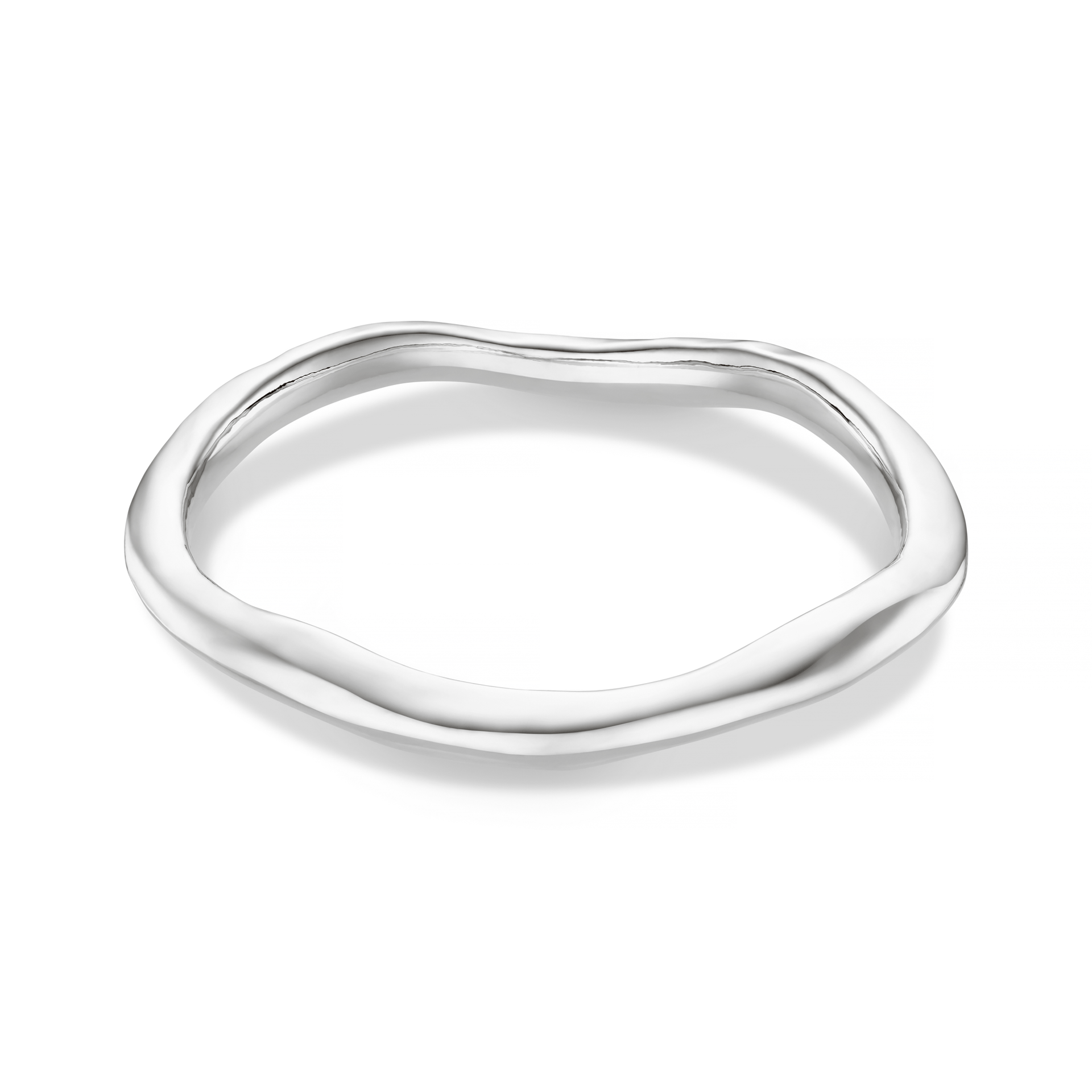 Polished Hammered Bangle - Silver