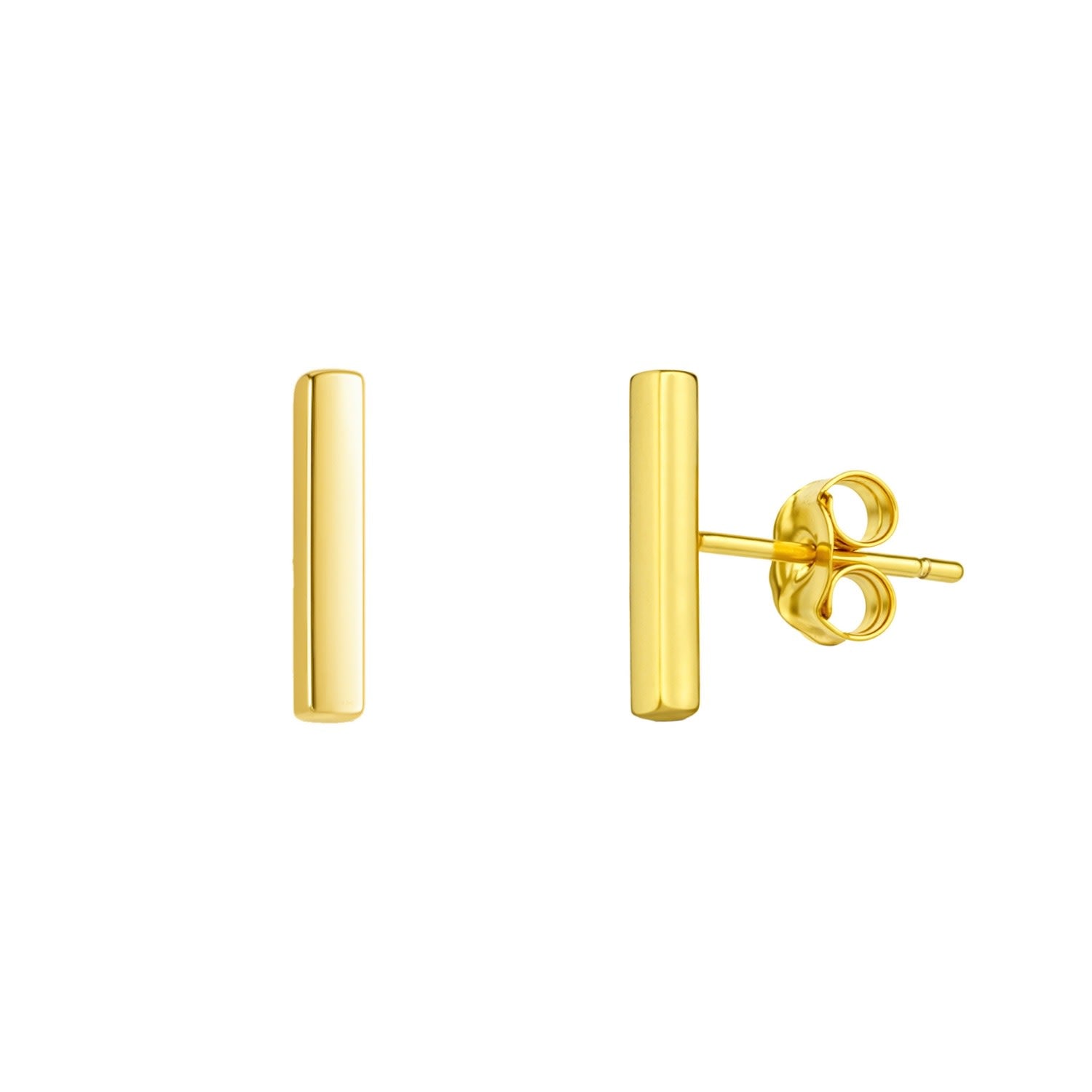 Bar Stud Plain Earring Sterling Silver - Gold