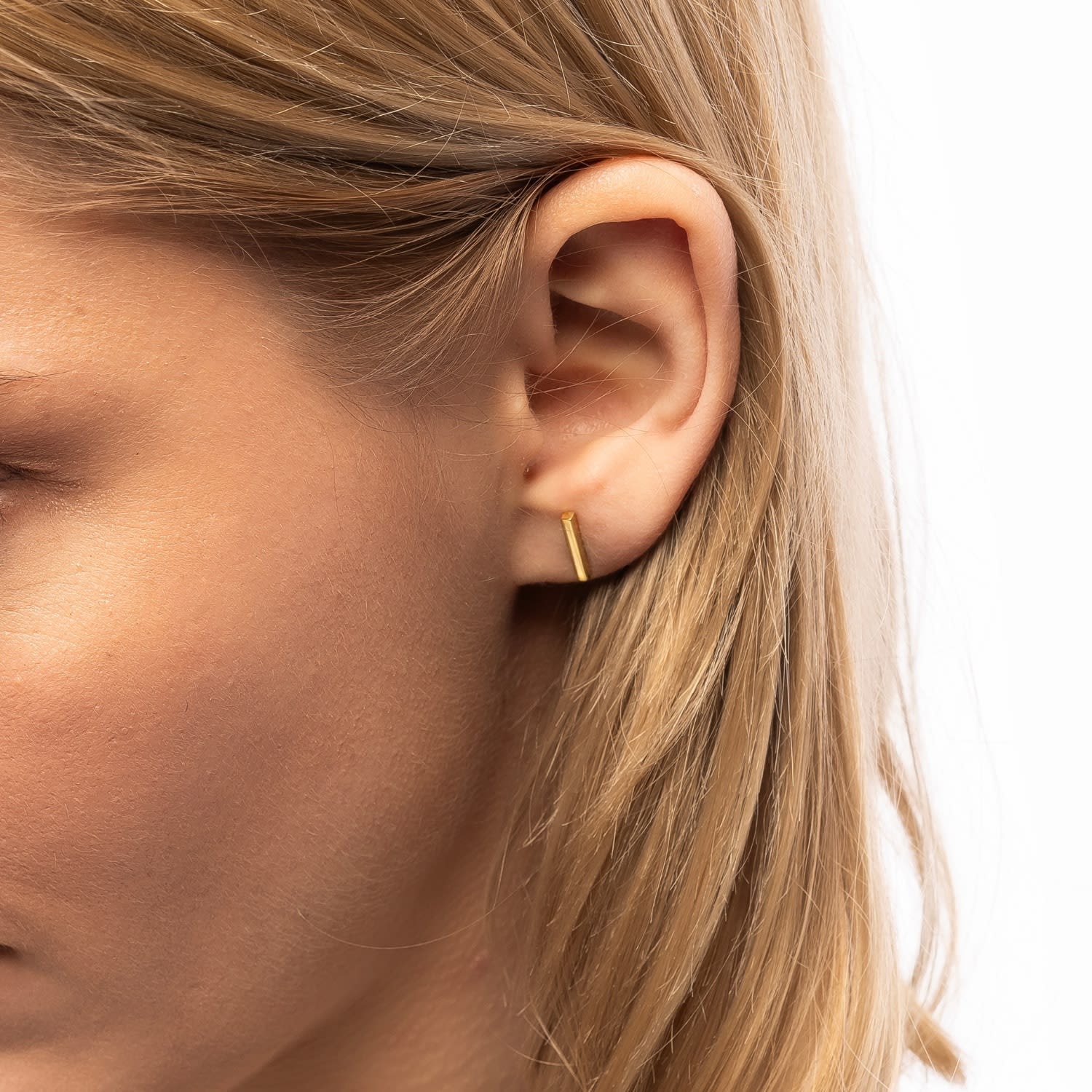 Bar Stud Plain Earring Sterling Silver - Silver