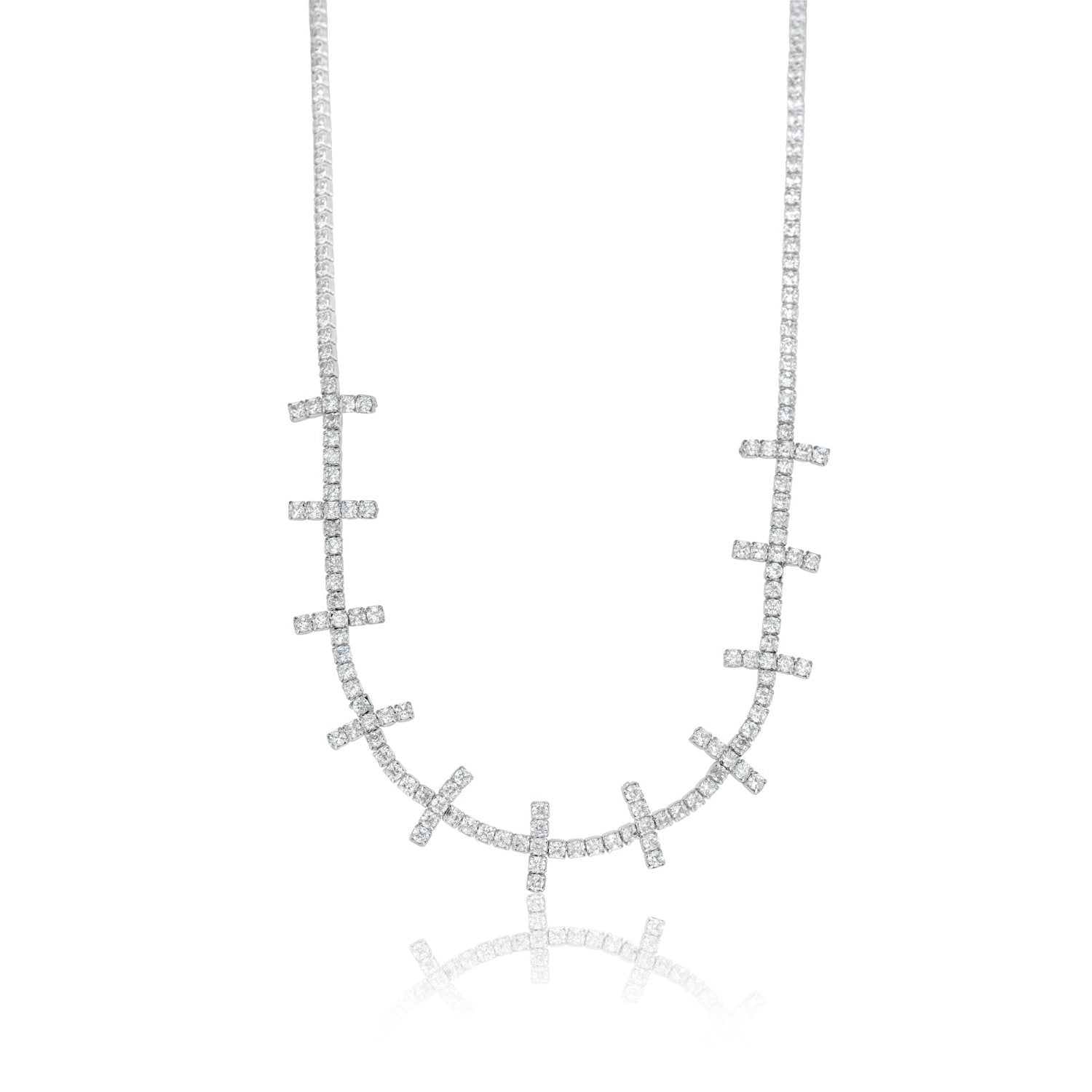 Bar Tennis Necklace - Silver