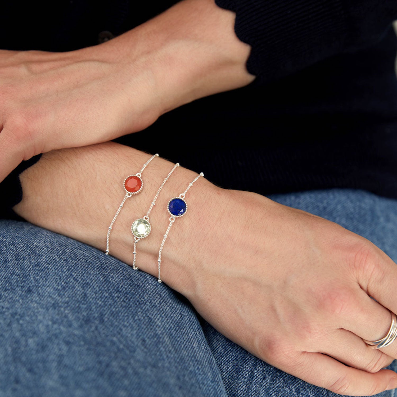 Barcelona Silver August Birthstone Bracelet Green Amethyst