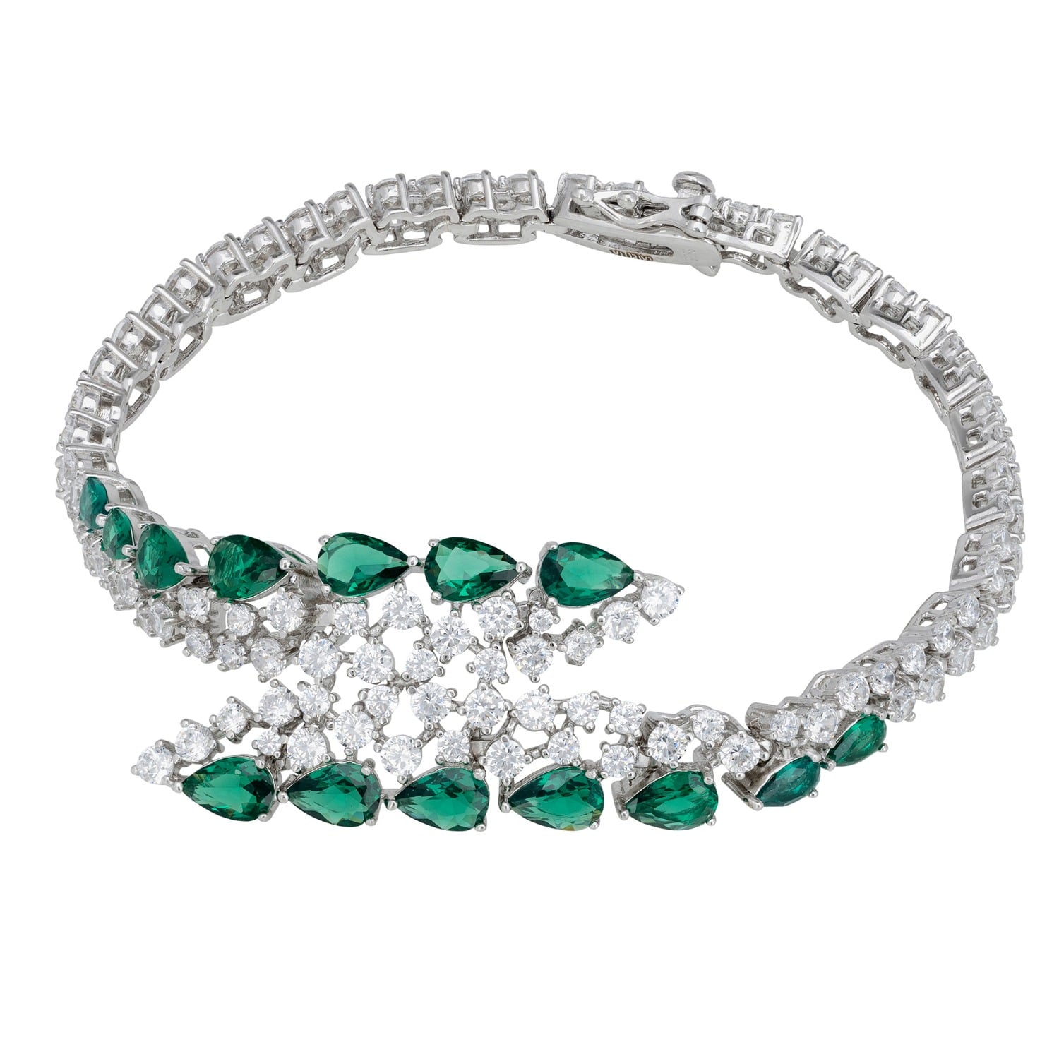 Baroness Tennis Bracelet Emerald Silver