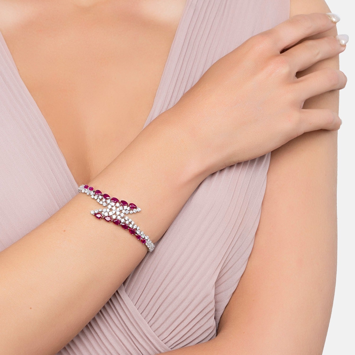 Baroness Tennis Bracelet Ruby Silver