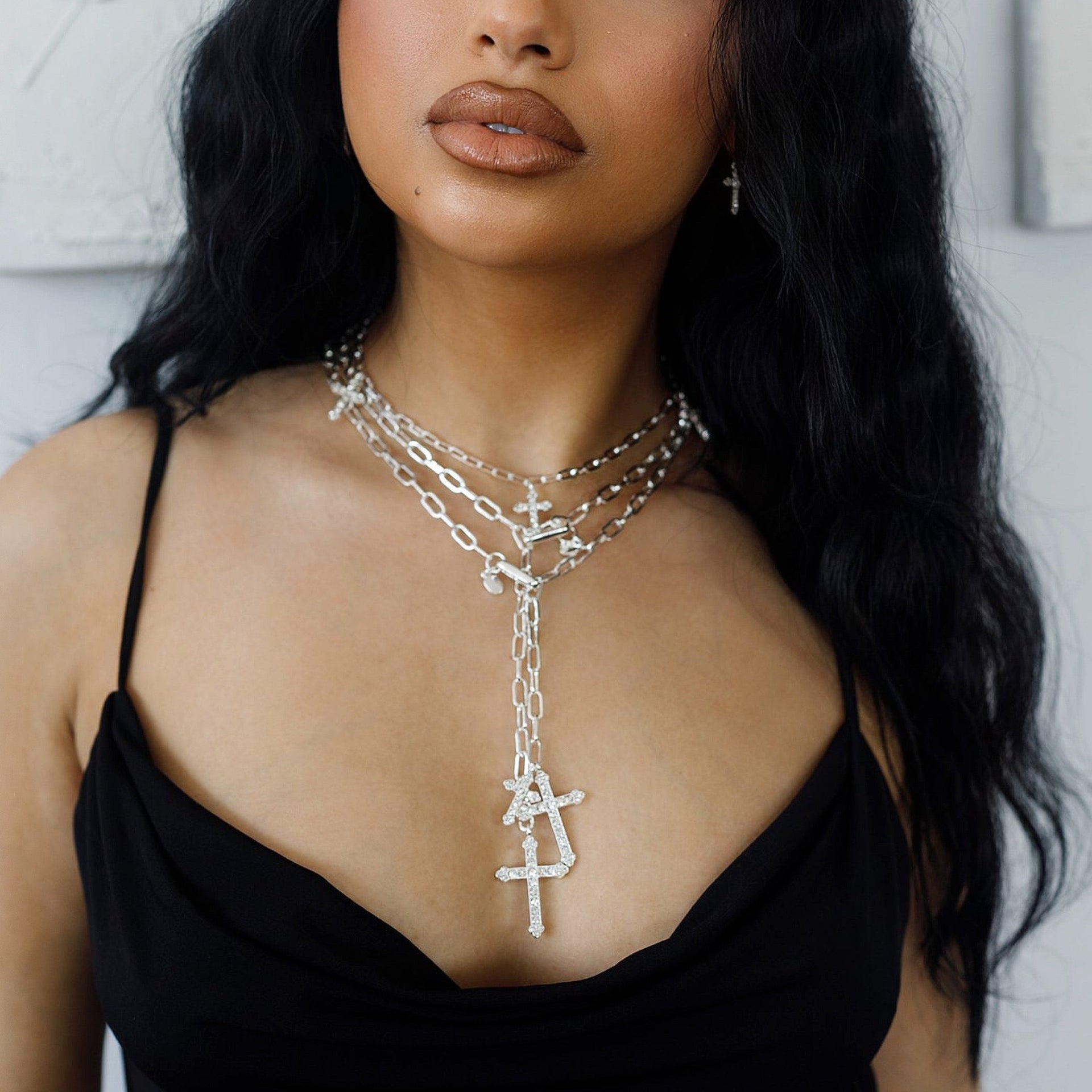 Double Baroque Cross Pendants Silver