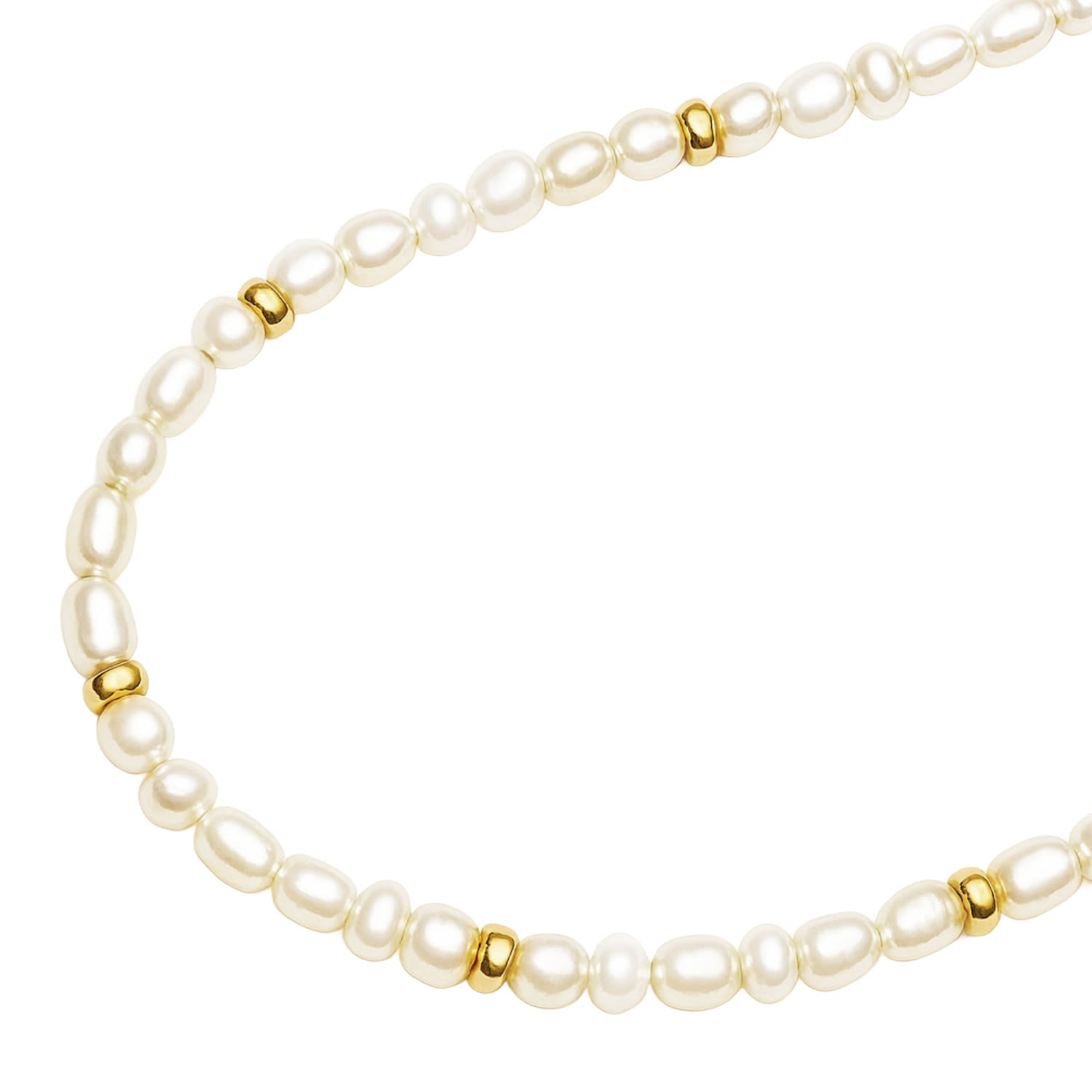 Baroque Natural Pearl Necklace With Gold-Plated Sterling Silver Spheres