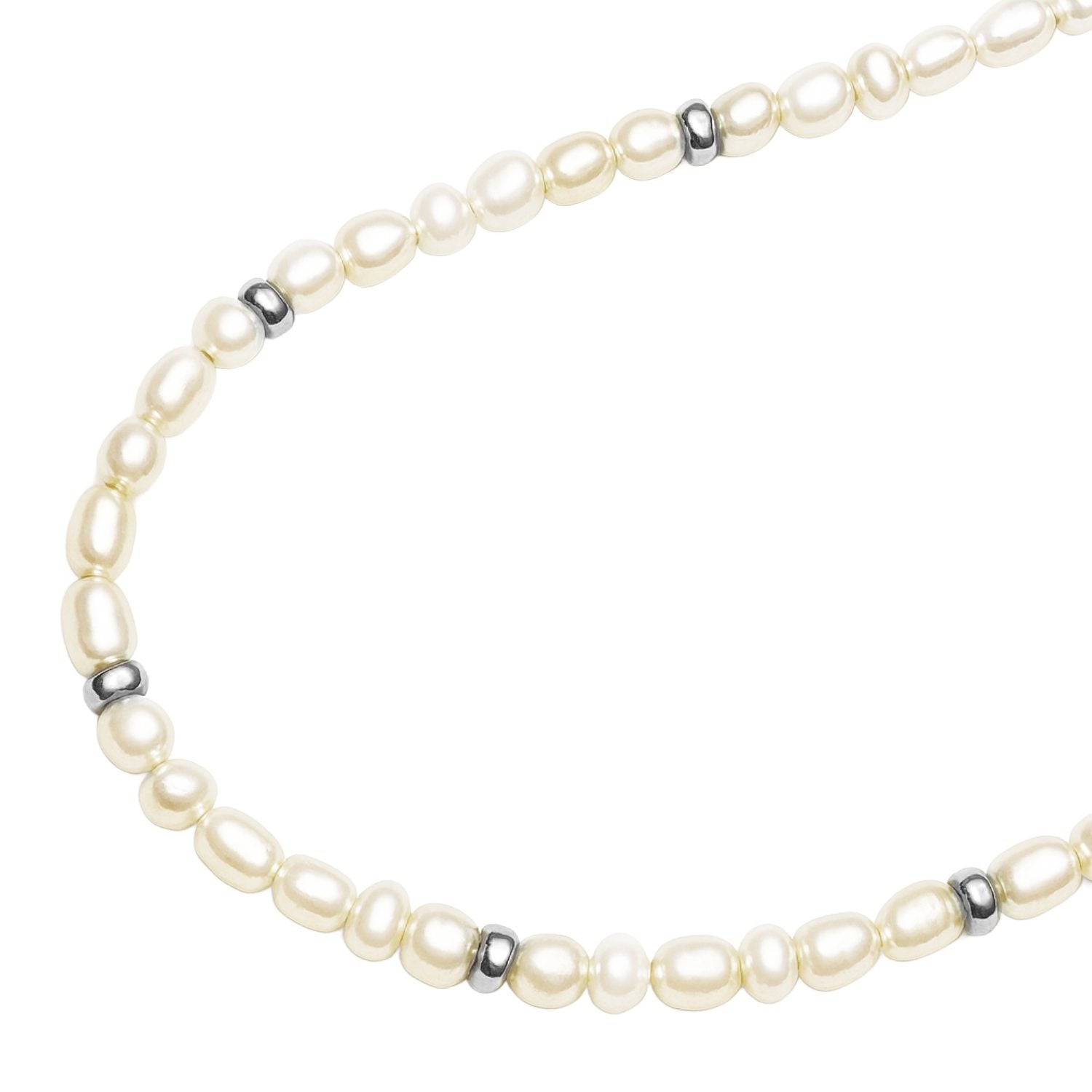 Baroque Natural Pearl Necklace With Sterling Silver Beads