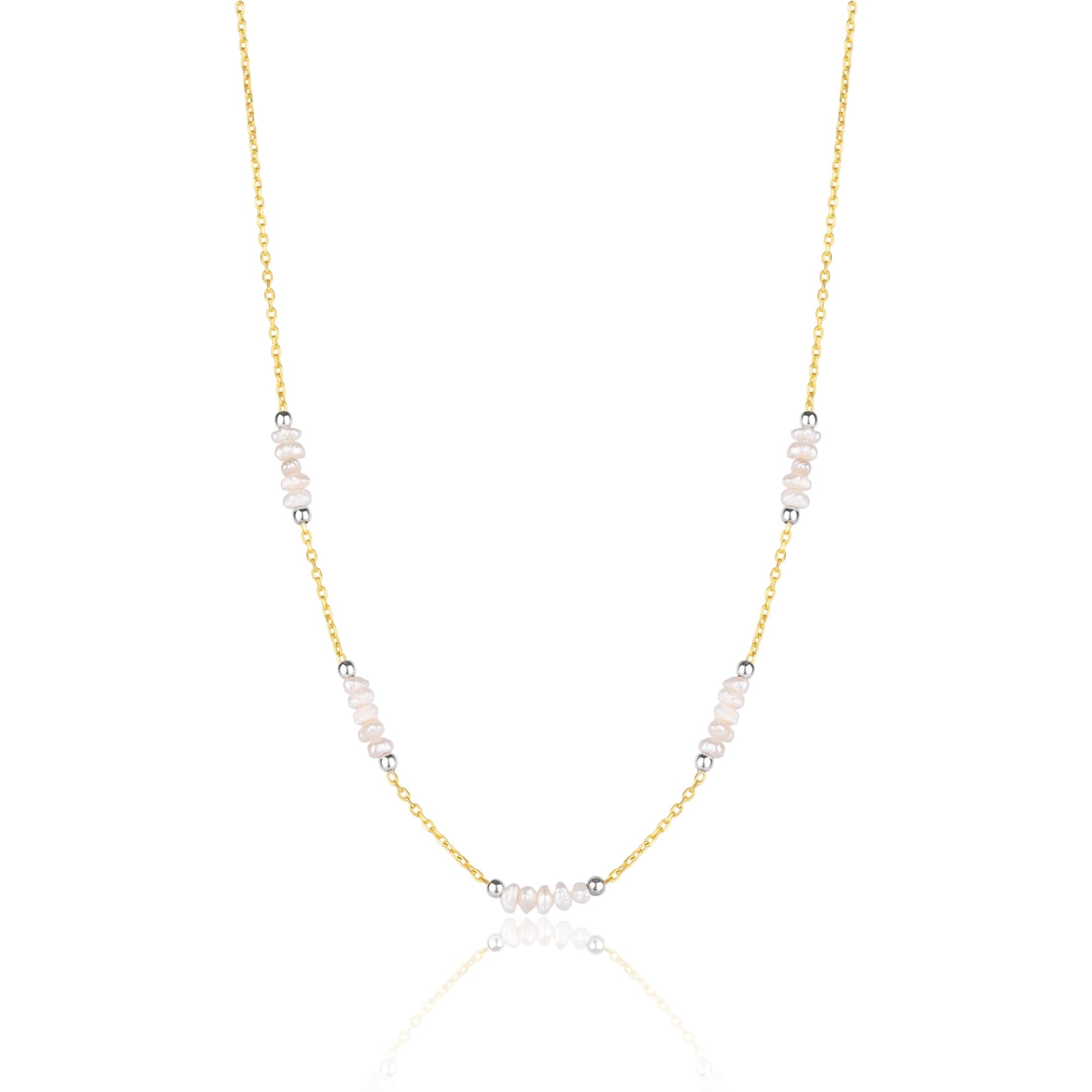 Baroque Pearl Beaded Sterling Silver Chain Necklace In Gold