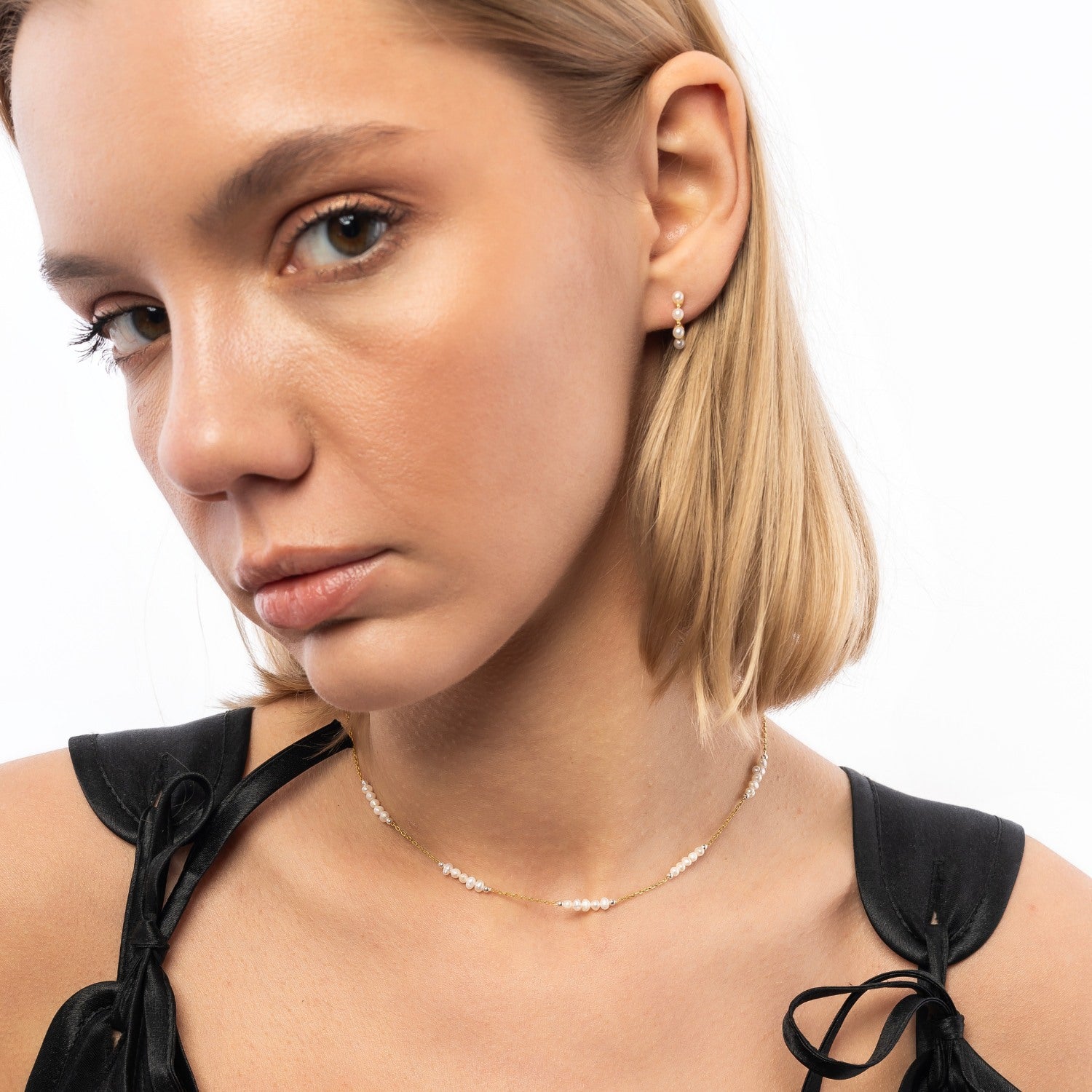 Baroque Pearl Beaded Sterling Silver Chain Necklace In Gold