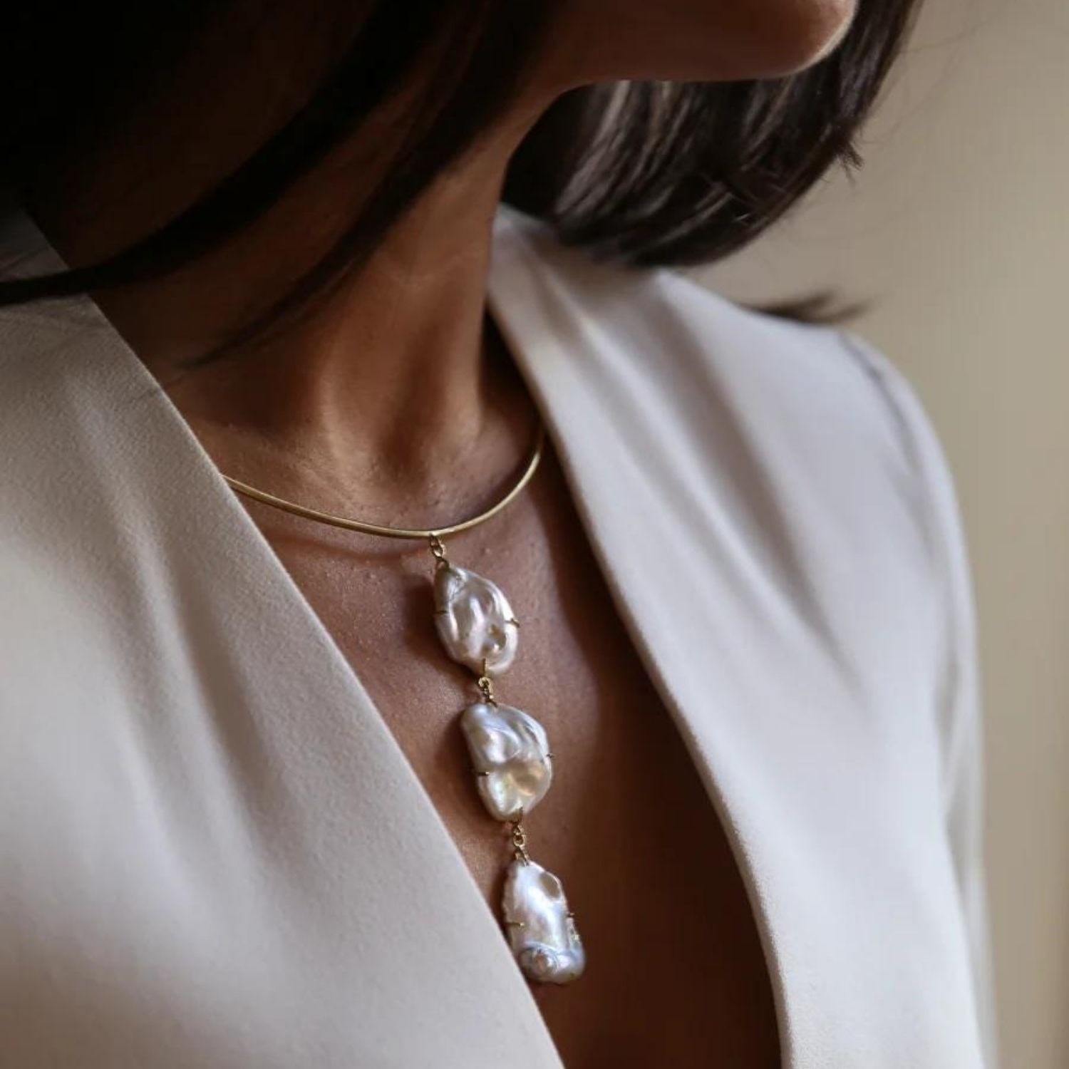 Baroque Pearl Dangle Choker