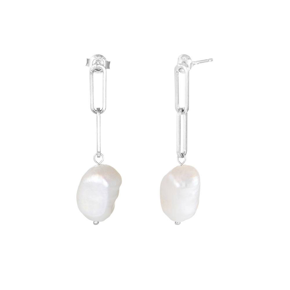 Baroque Pearl Links Earrings in Sterling Silver
