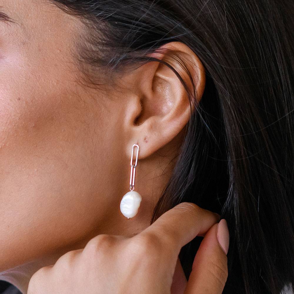 Baroque Pearl Links Earrings in Sterling Silver