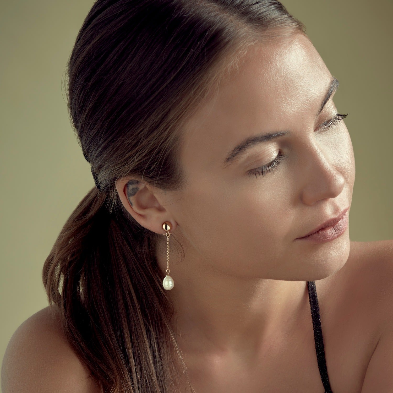 Baroque Pearl On Gold Drop Clip Earrings