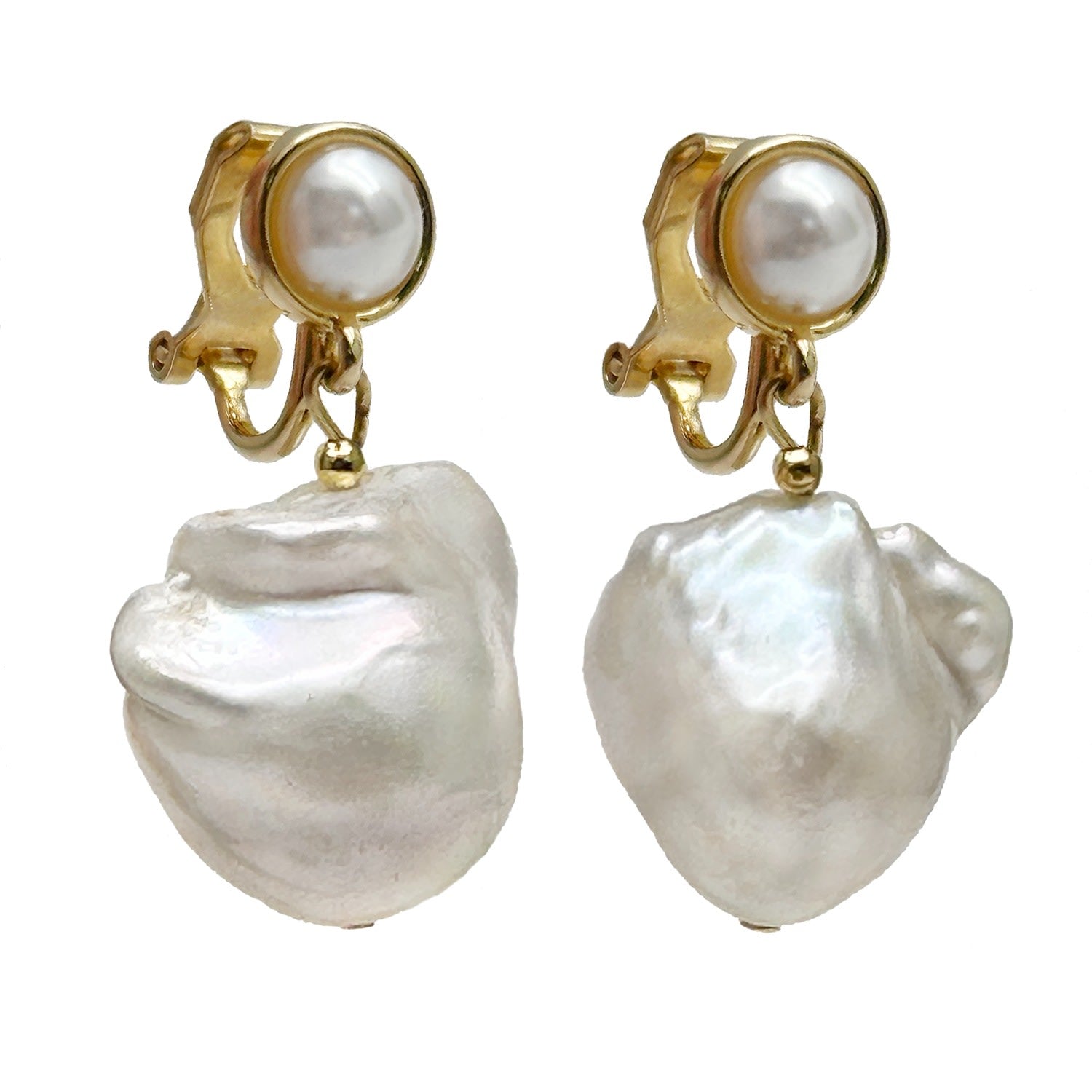 Baroque Pearls Dangle Clip On Earrings