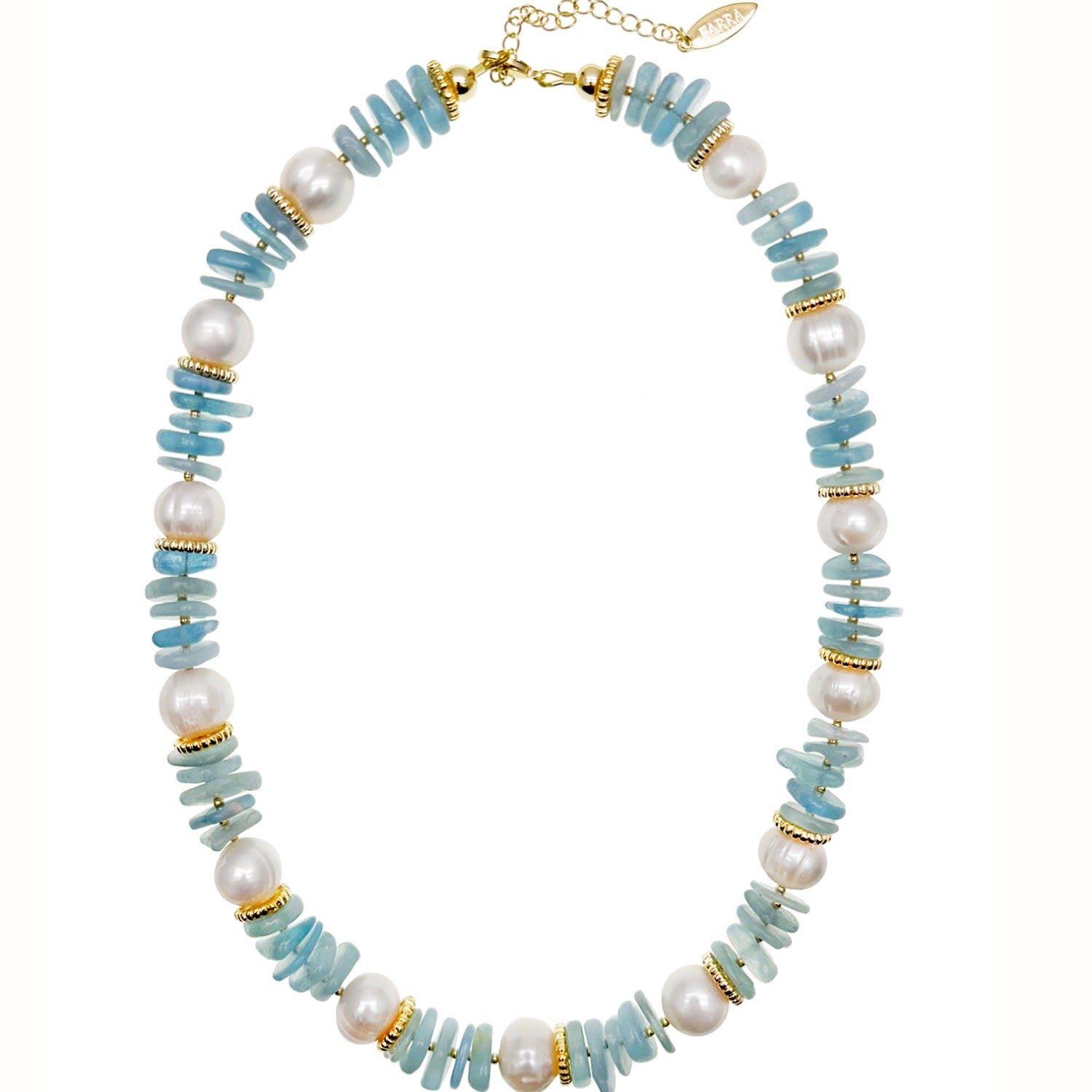 Baroque Pearls With Aquamarine Stone Short Necklace