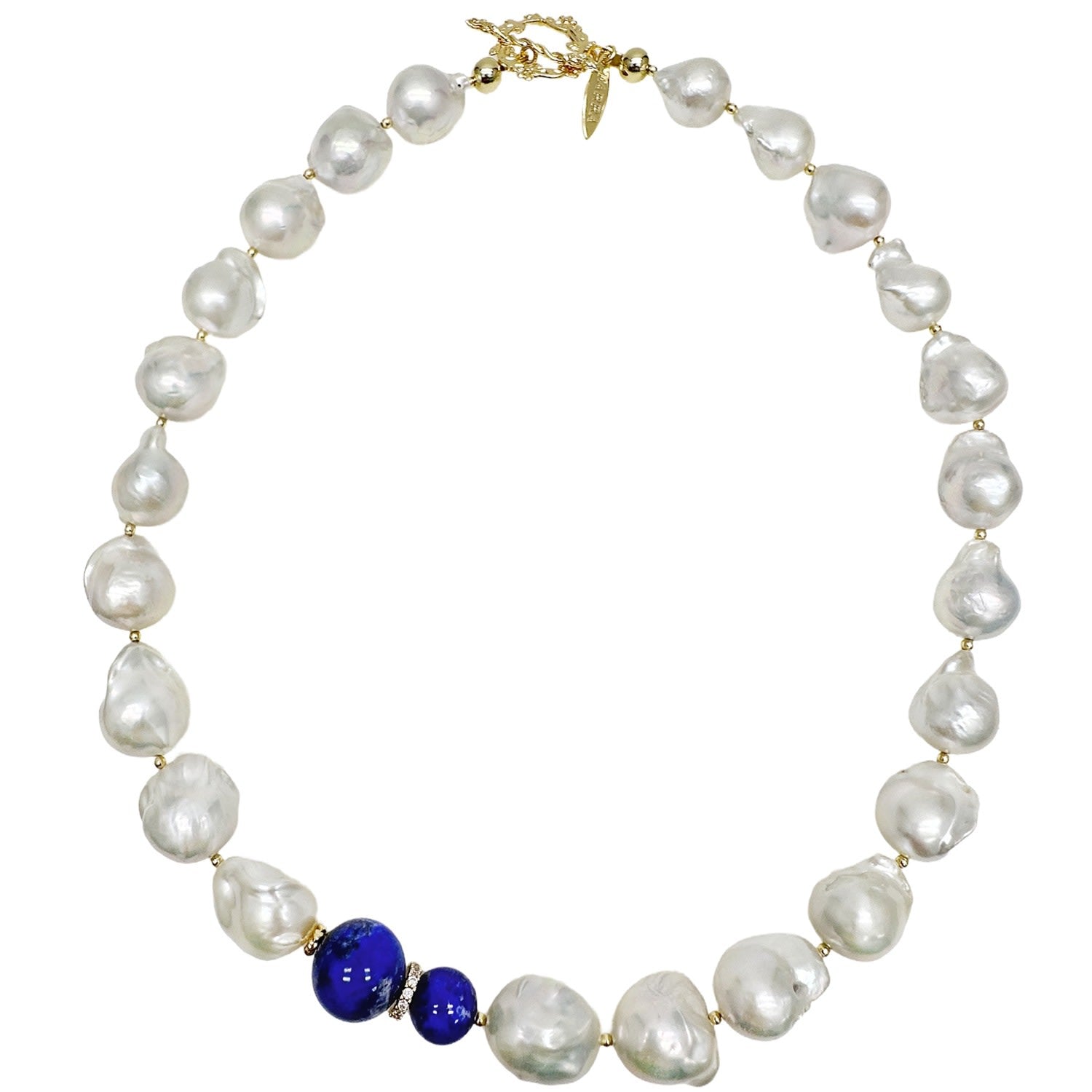 Baroque Pearls With Blue Lapis Chunky Necklace