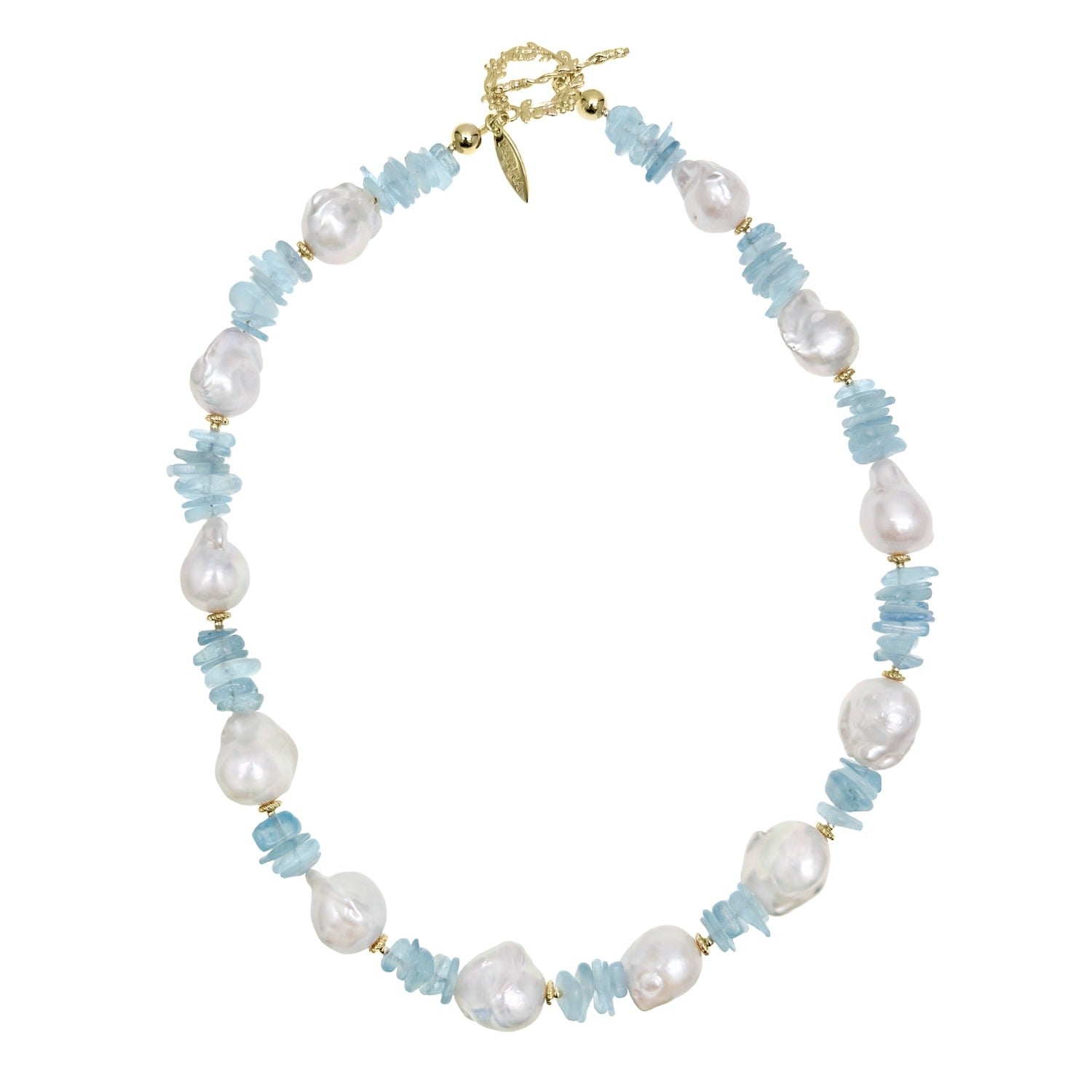 Baroque Pearls With Irregular Aquamarine Statement Necklace