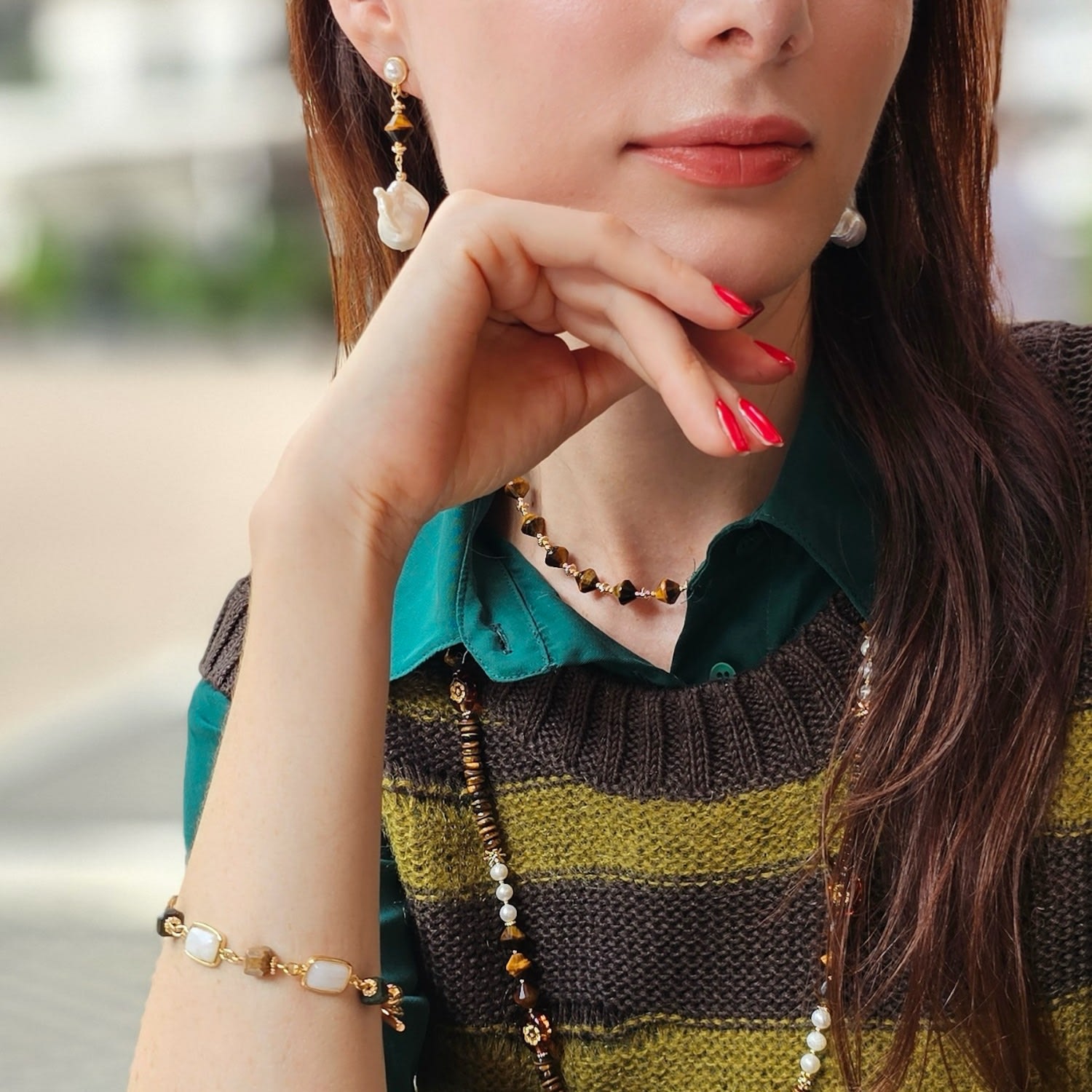 Tiger Eye Stone Minimalist Choker Necklace