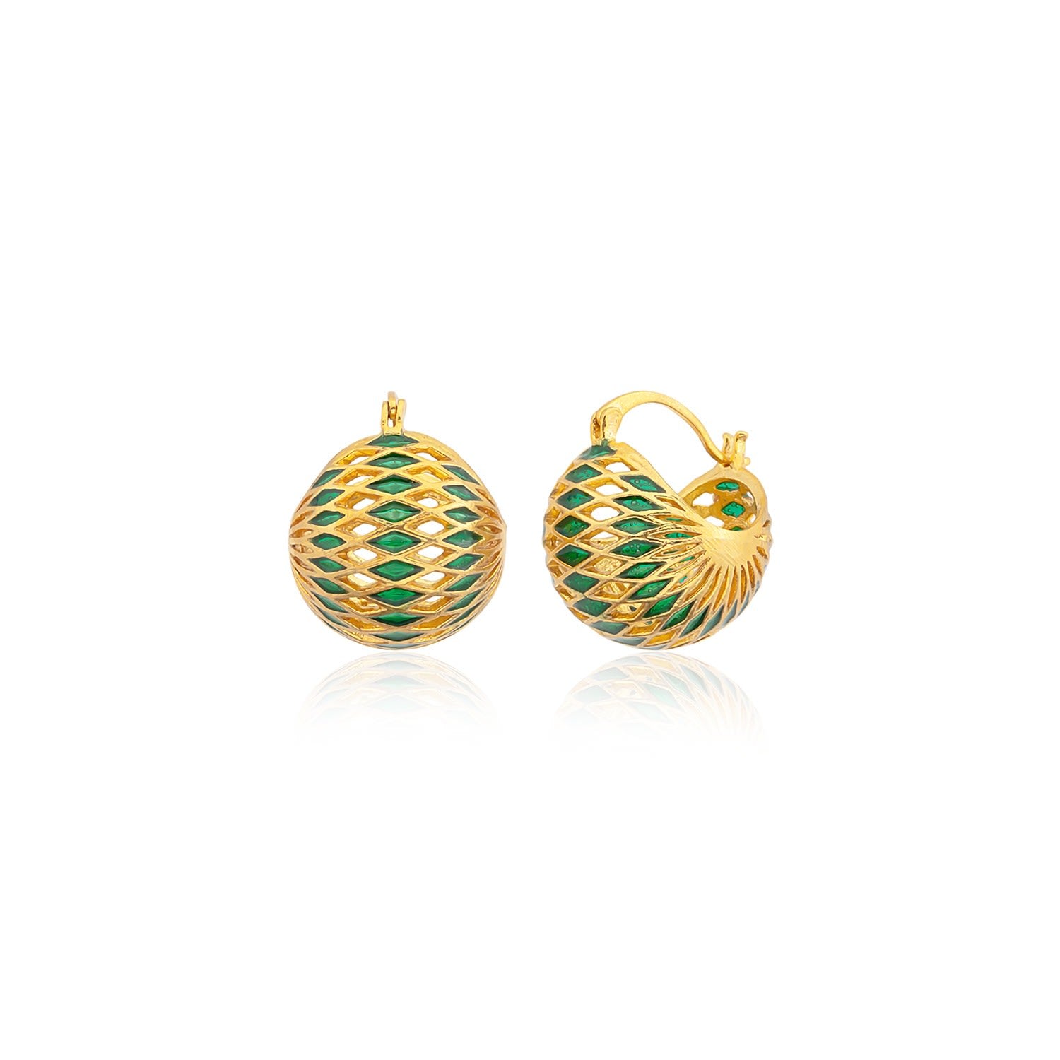 Basket Earrings - Green