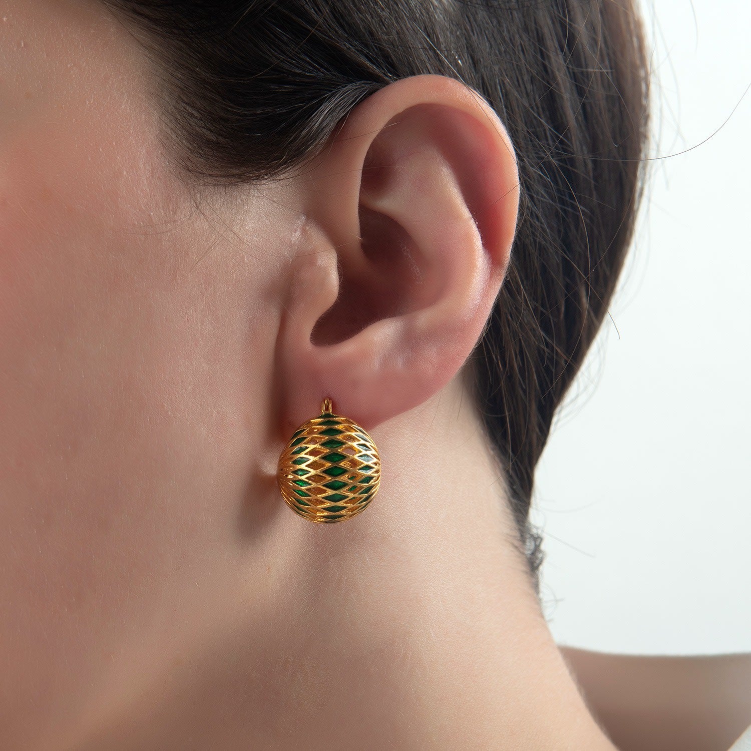 Basket Earrings - Green