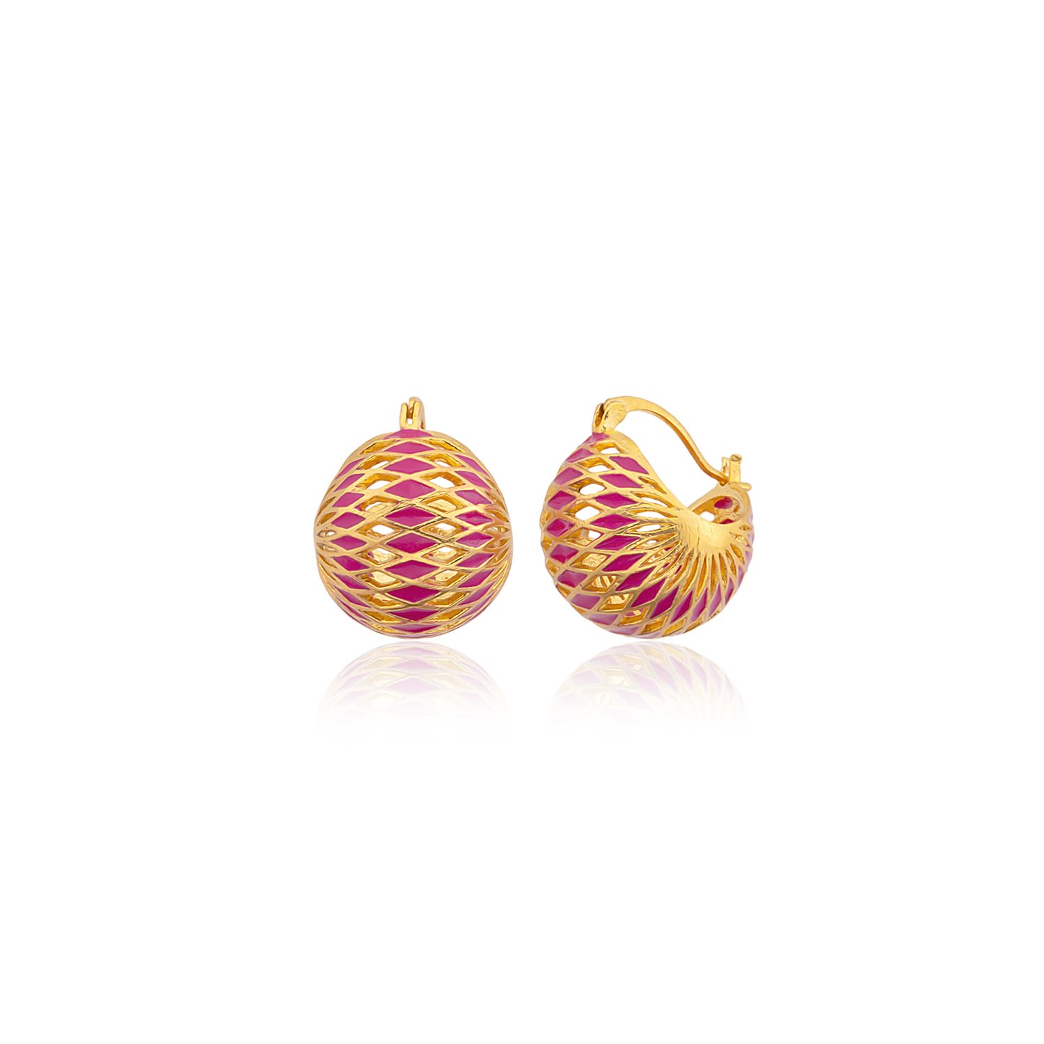 Basket Earrings - Pink & Purple
