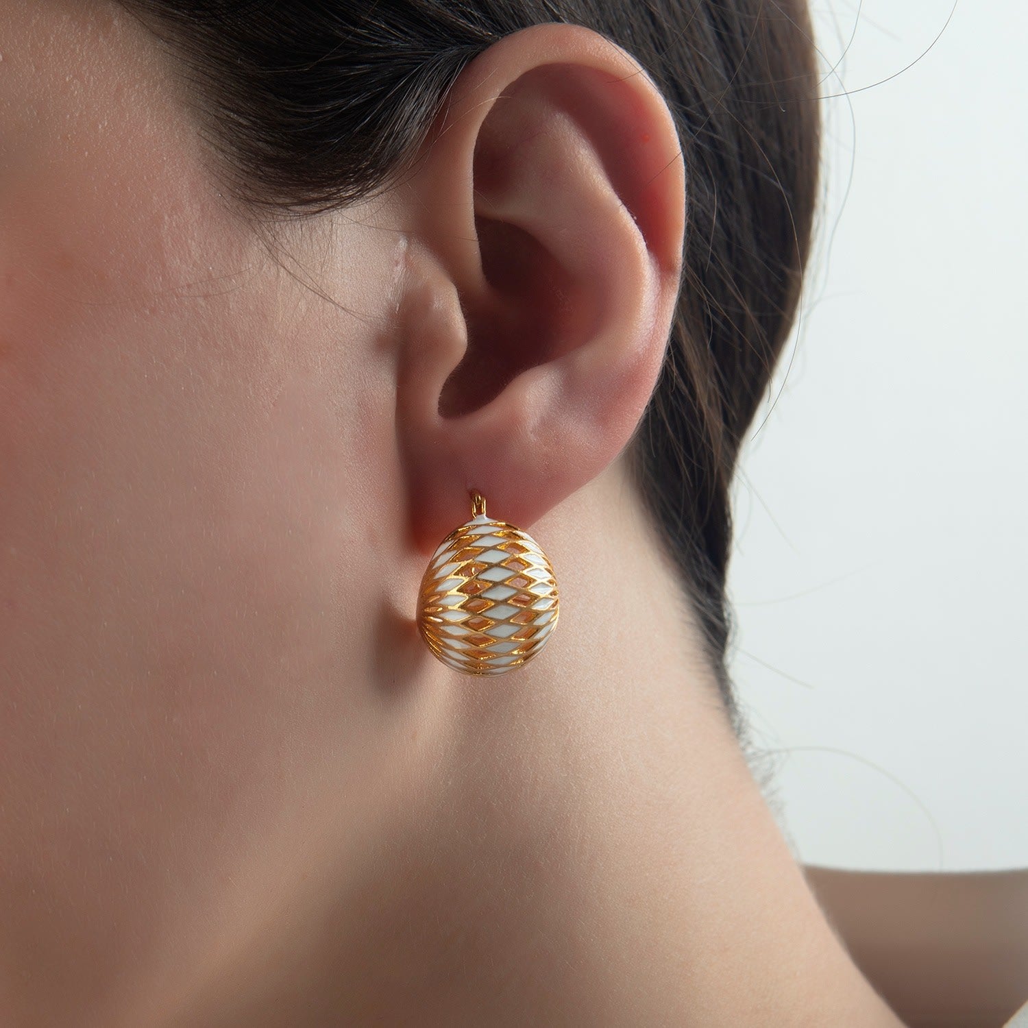 Basket Earrings - White