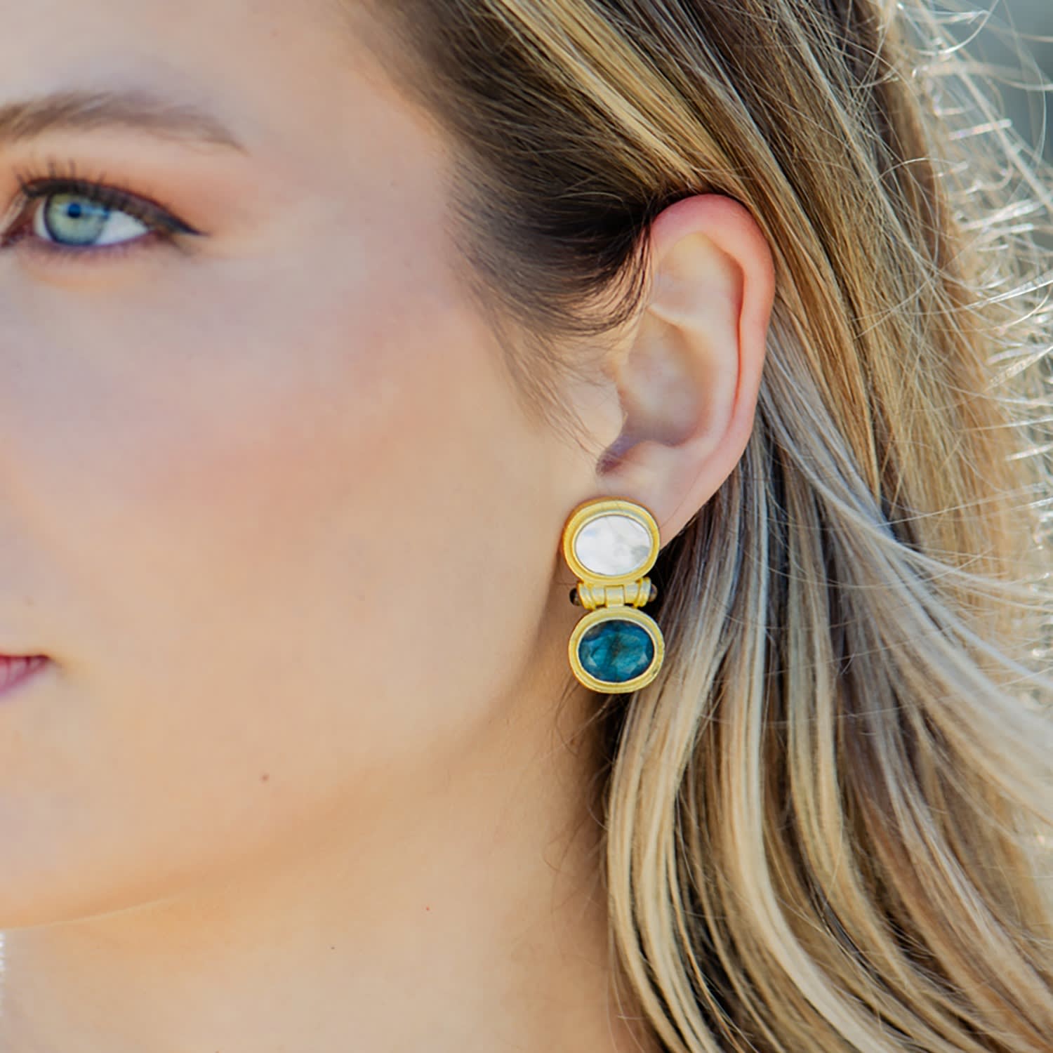 Bastille Earrings In Aqua And Tanzanite