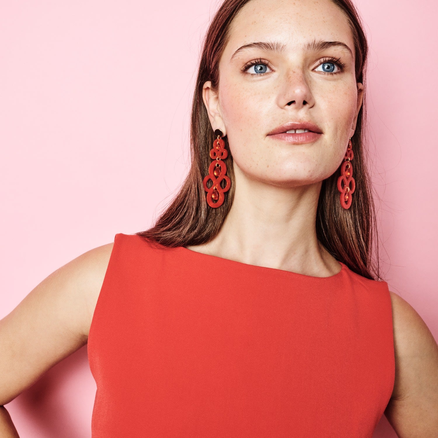 Batik Earrings - Sienna Red & Orange Mirror