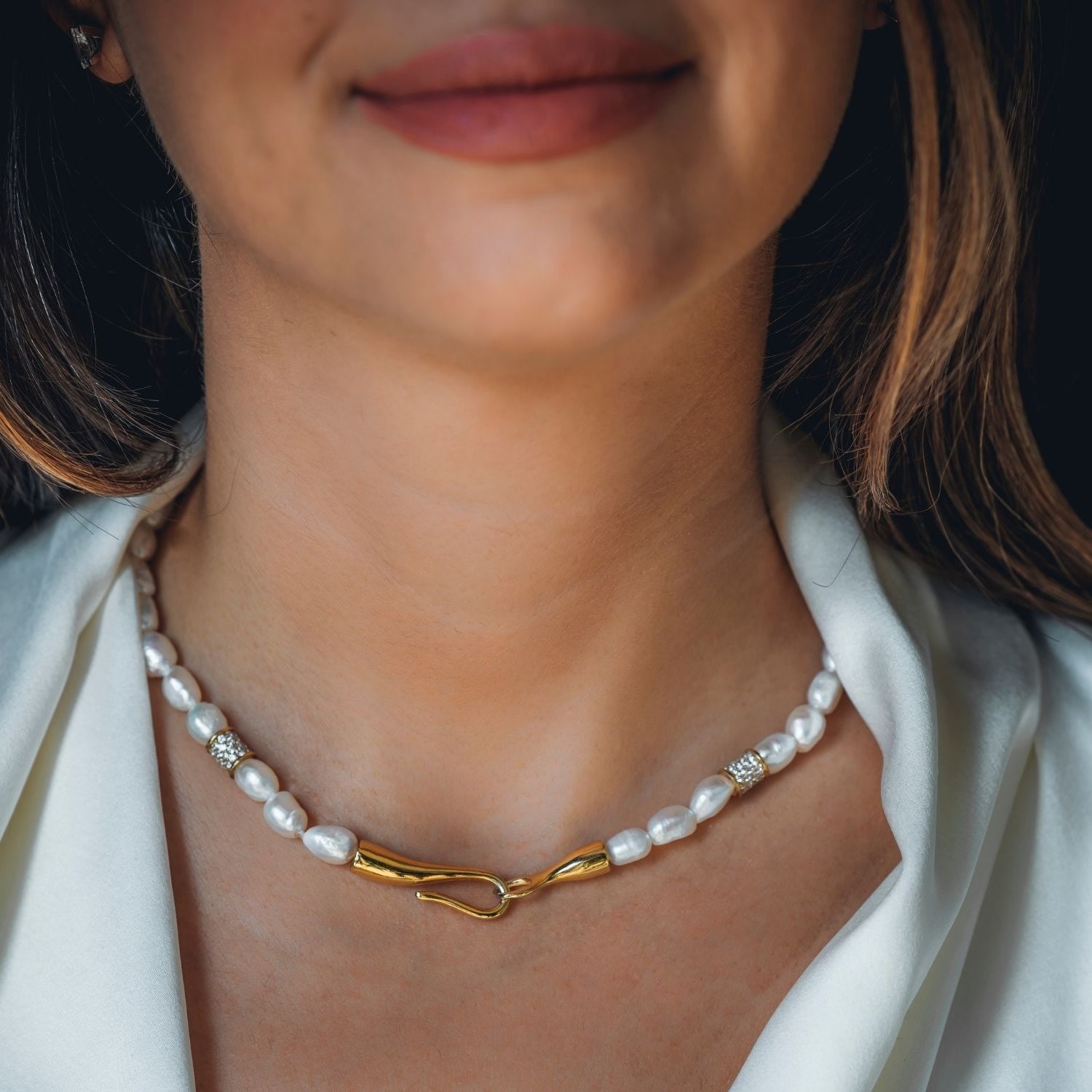 Bayem Stone Pearl Necklace
