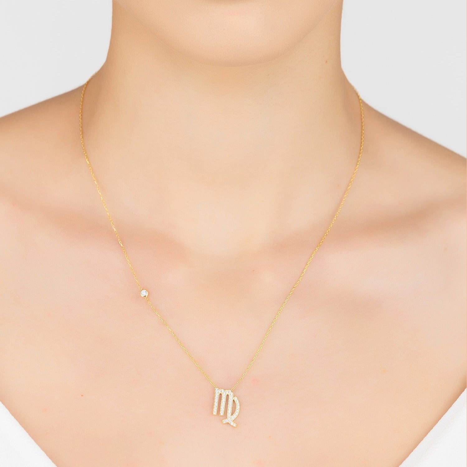 Zodiac Star Sign Pendant Necklace Gold Virgo