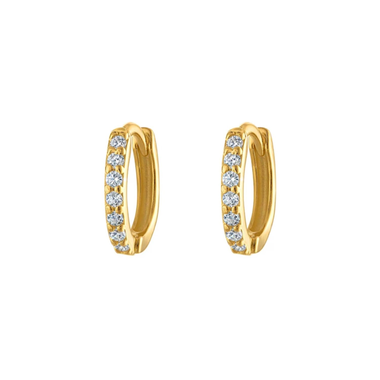 Eight Mm Gold Pave Huggies Earring