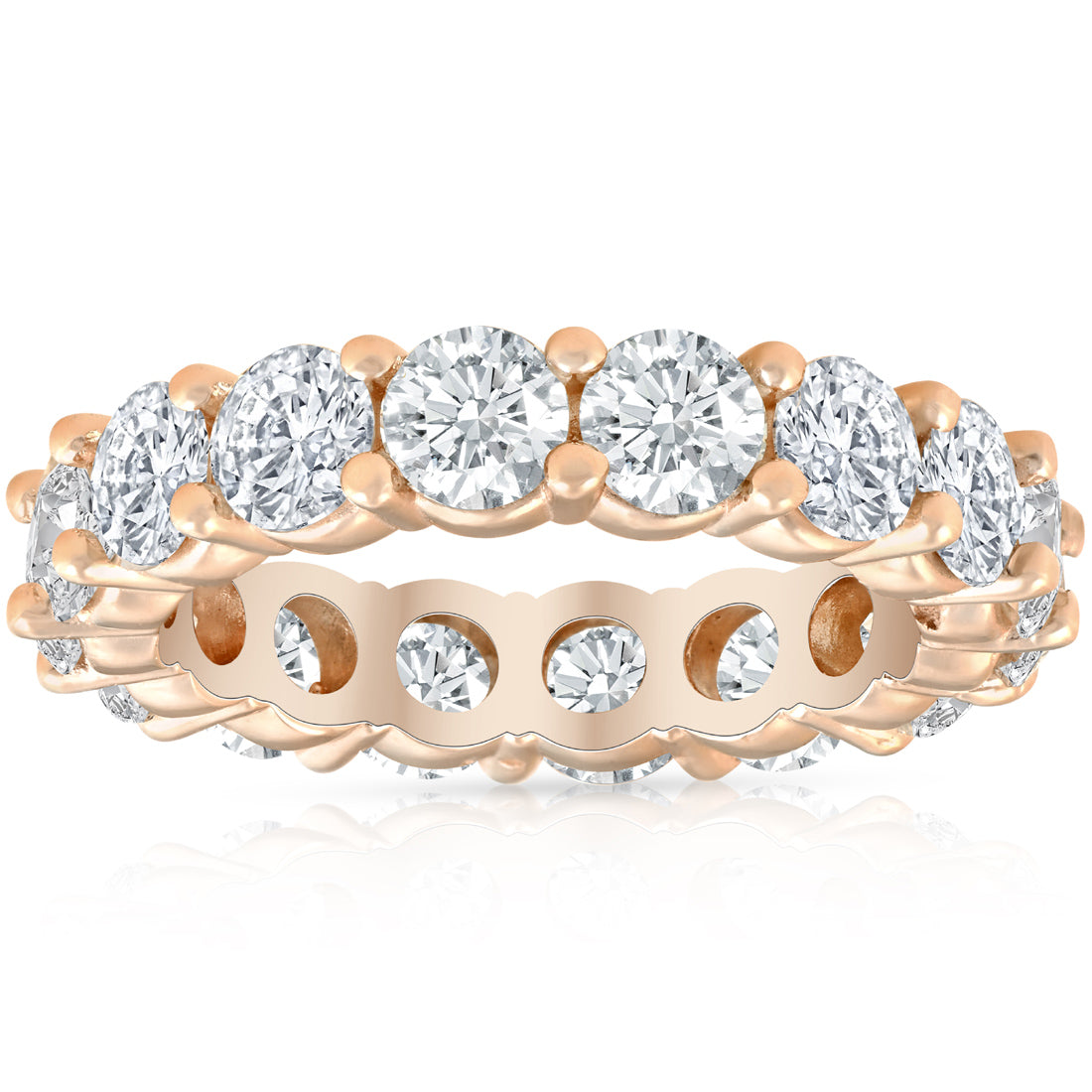 4 ct Diamond Eternity Wedding Ring Lab Grown Diamond 14k Rose Gold