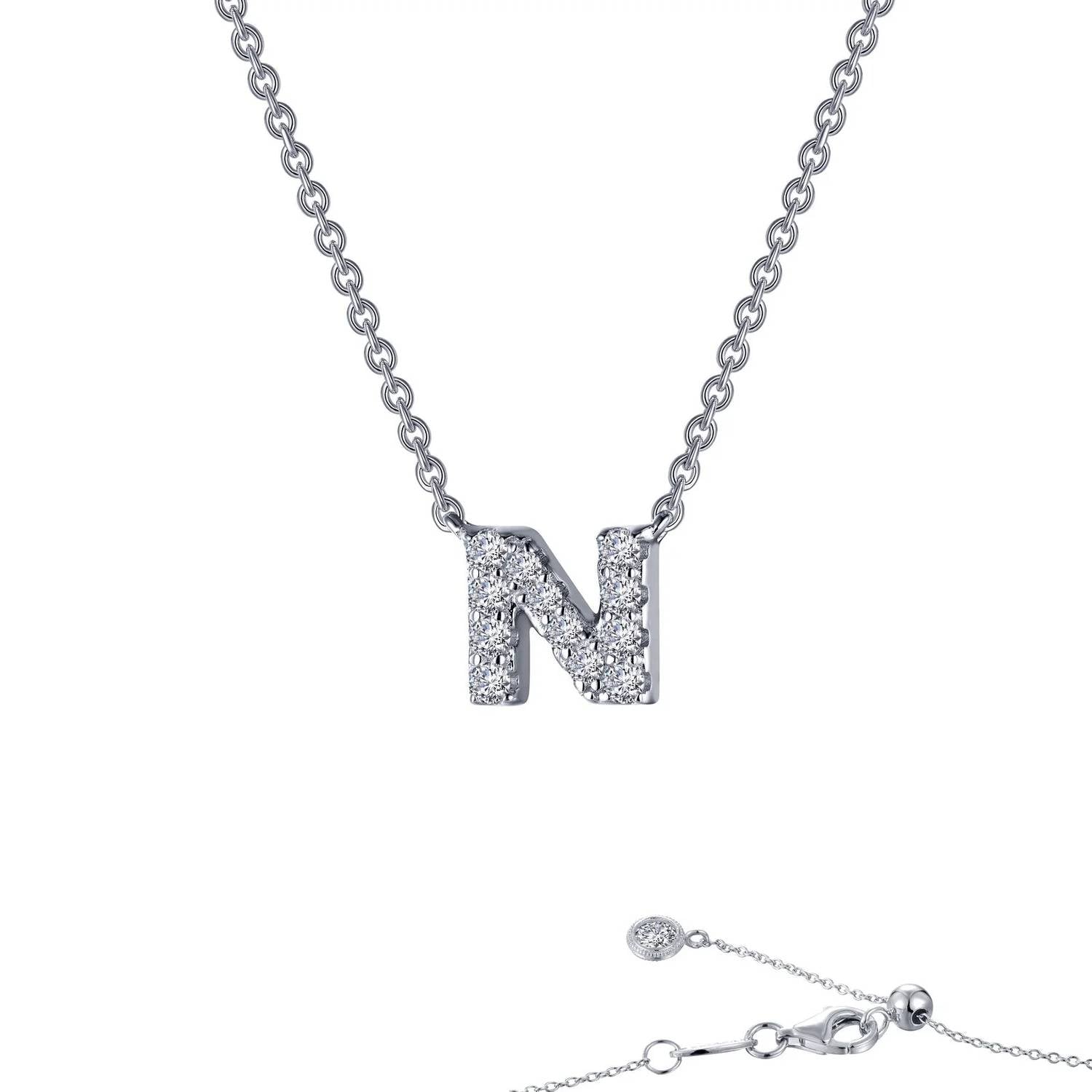 Letter N Pendant Necklace In Silver