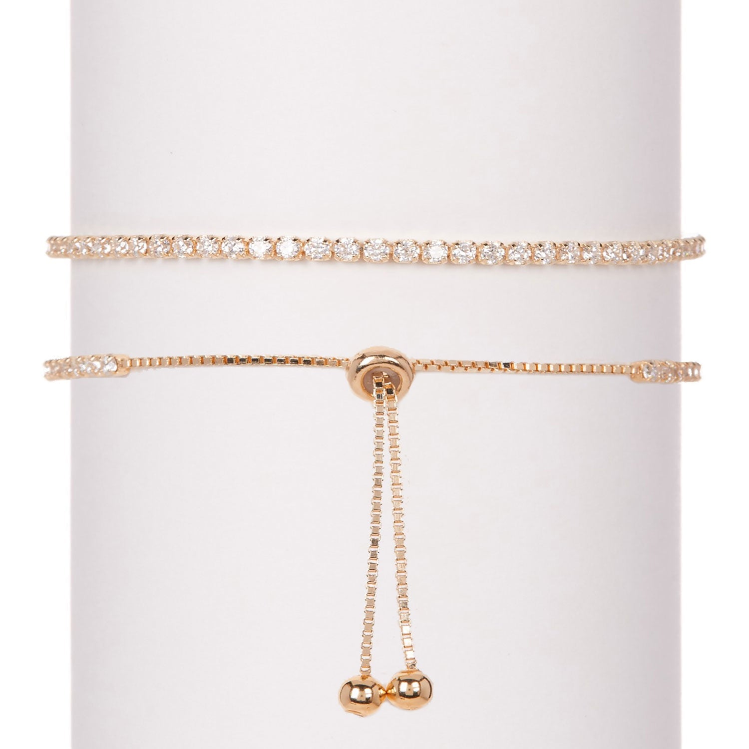 Ss 925 Roseplated White Cz Pull Bracelet