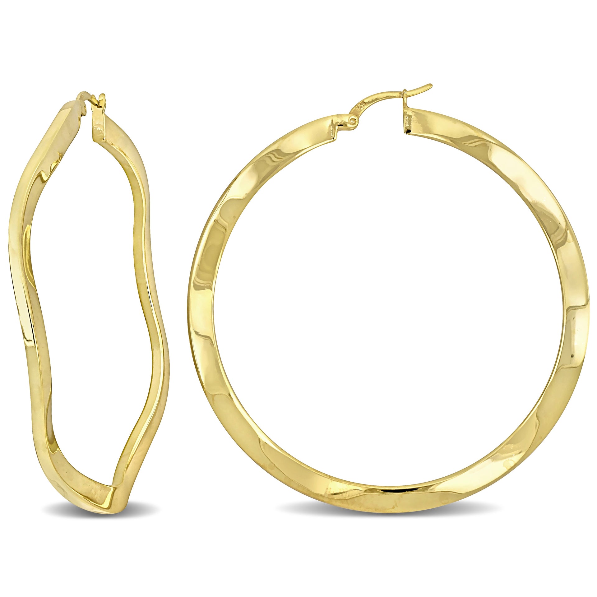 Mimi & Max 58x2.5mm Wave Hoop Earrings in Yellow Plated Silver