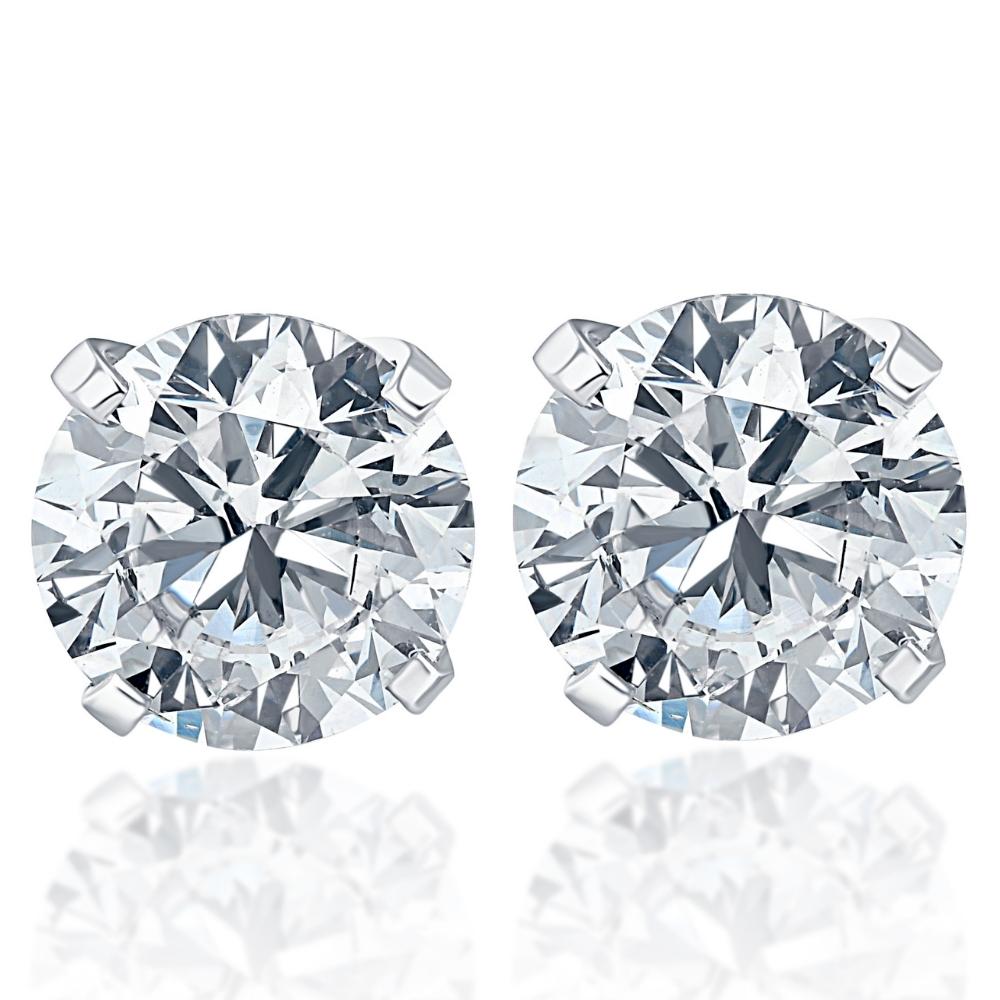 .85Ct Round Brilliant Cut Natural Quality SI1-SI2 Diamond Stud Earrings in 14K Gold Classic Setting