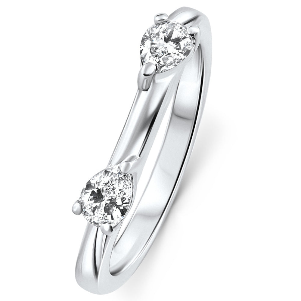 1/2 CT Pear Shaped Diamond Contour Wedding Guard Ring 14k Gold Lab Grown