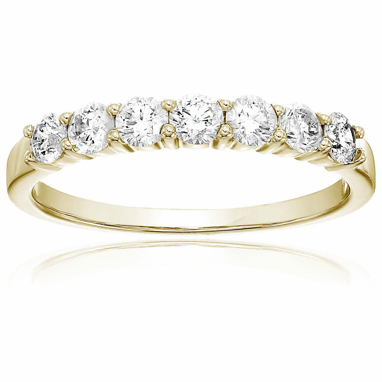 3/4 Cttw Diamond Wedding Band In 14K Gold 7 Stones Prong Set