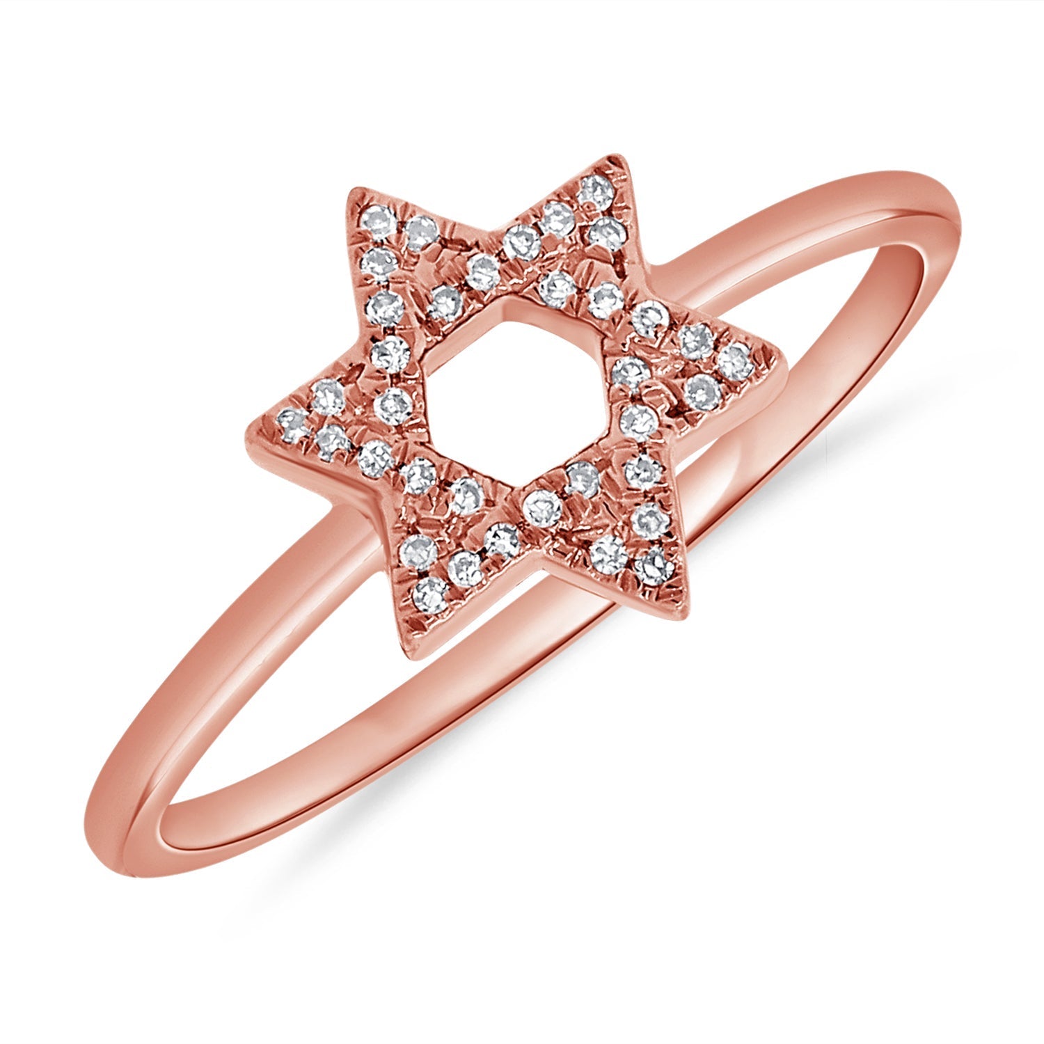 14K Gold & Diamond Star of David Ring