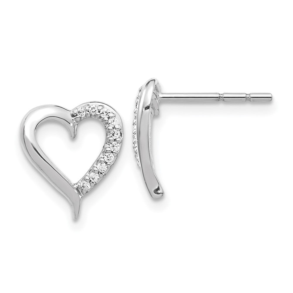 14k Gold 1/10 CT Lab Grown Diamond Heart Stud Earrings