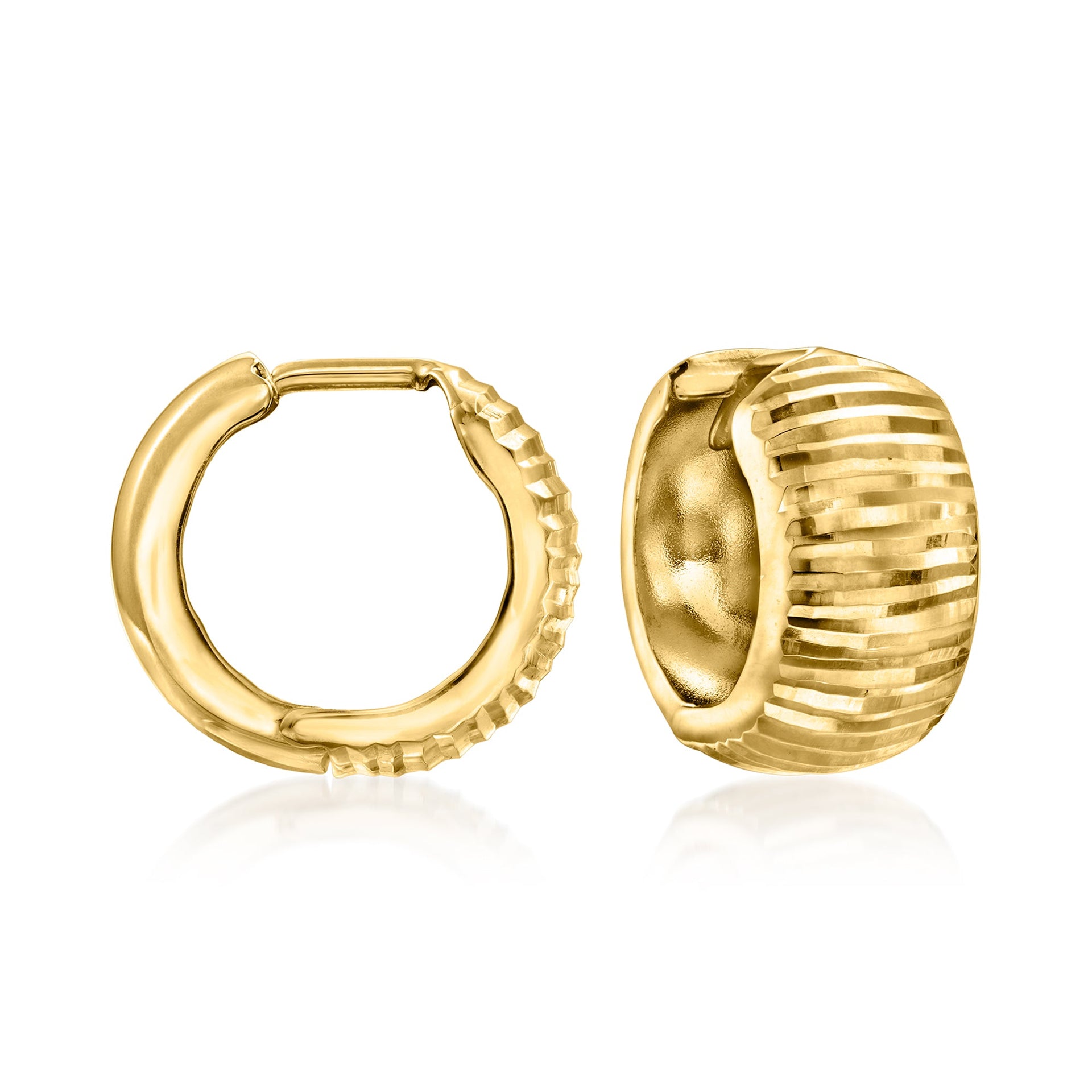 Canaria 10kt Yellow Gold Textured Huggie Hoop Earrings