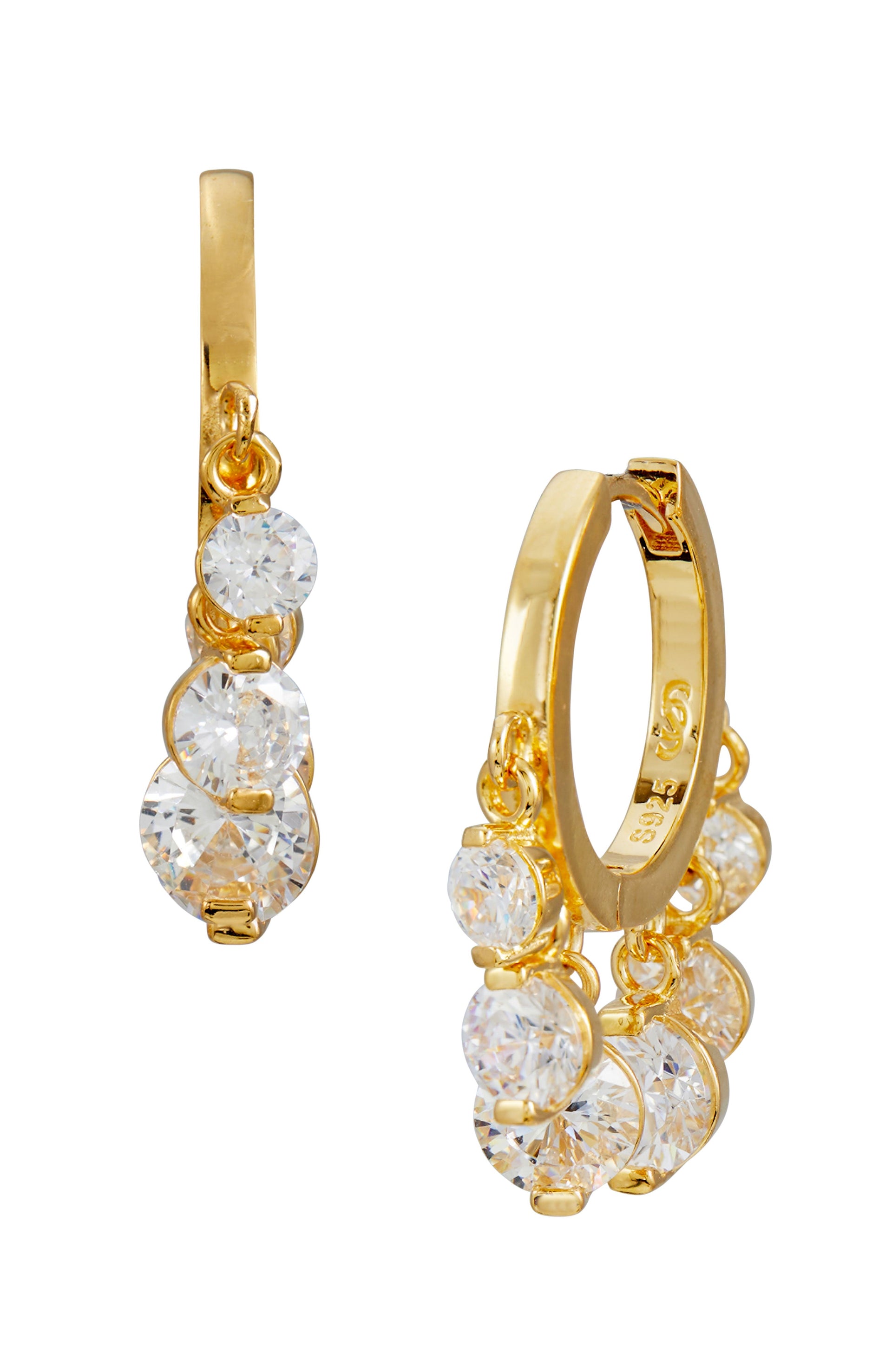 18K Gold Vermeil multi circle CZ dangle earrings