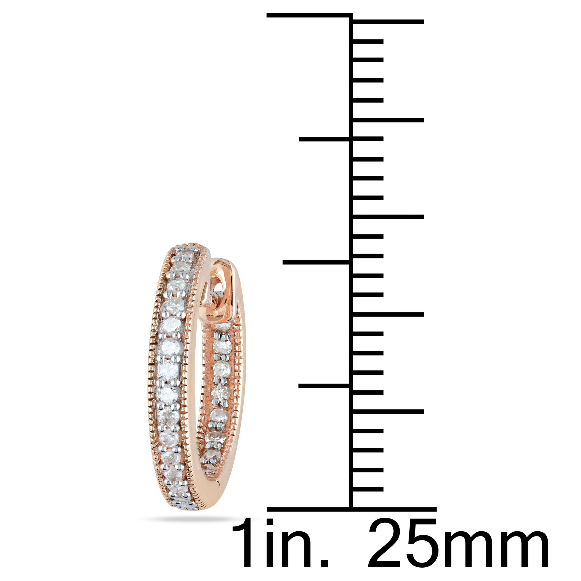 1/4 CT TW Diamond Inside Outside Hoop Earrings in 14K Rose Gold