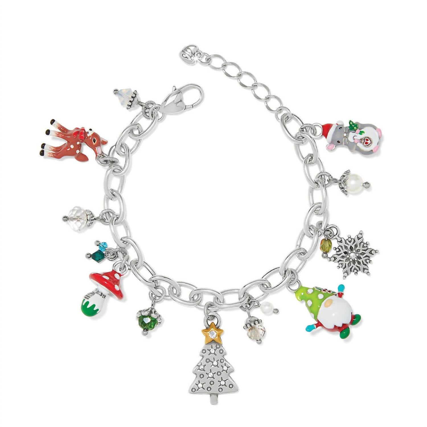 Women's Christmas Forest Charm Bracelet In Silver-Multi