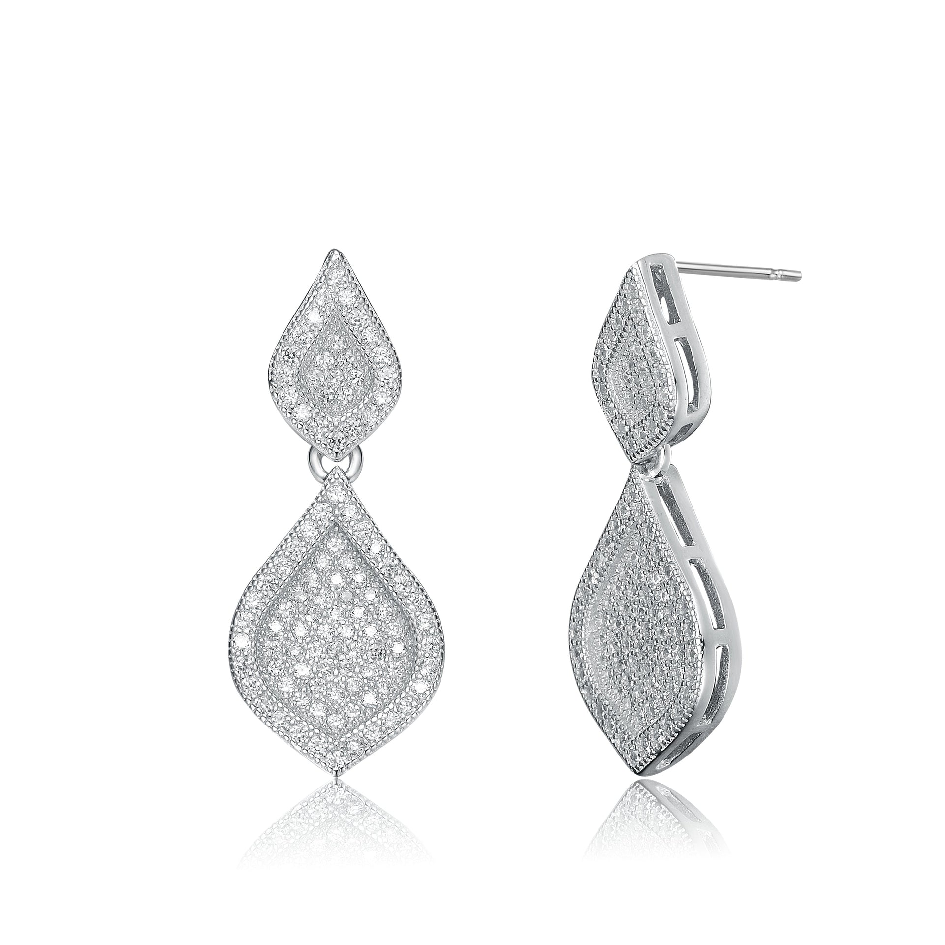 Sterling Silver Cubic Zirconia Pear Drop Earrings
