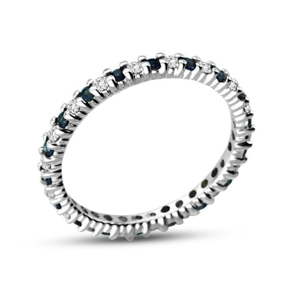 Suzy Levian 14K White Gold Diamond and Sapphire Eternity Band Ring