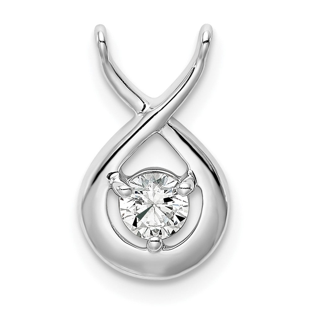 14K White Gold Lab Grown Diamond Teardrop Chain Slide Pendant (0.2ct VS G-H)