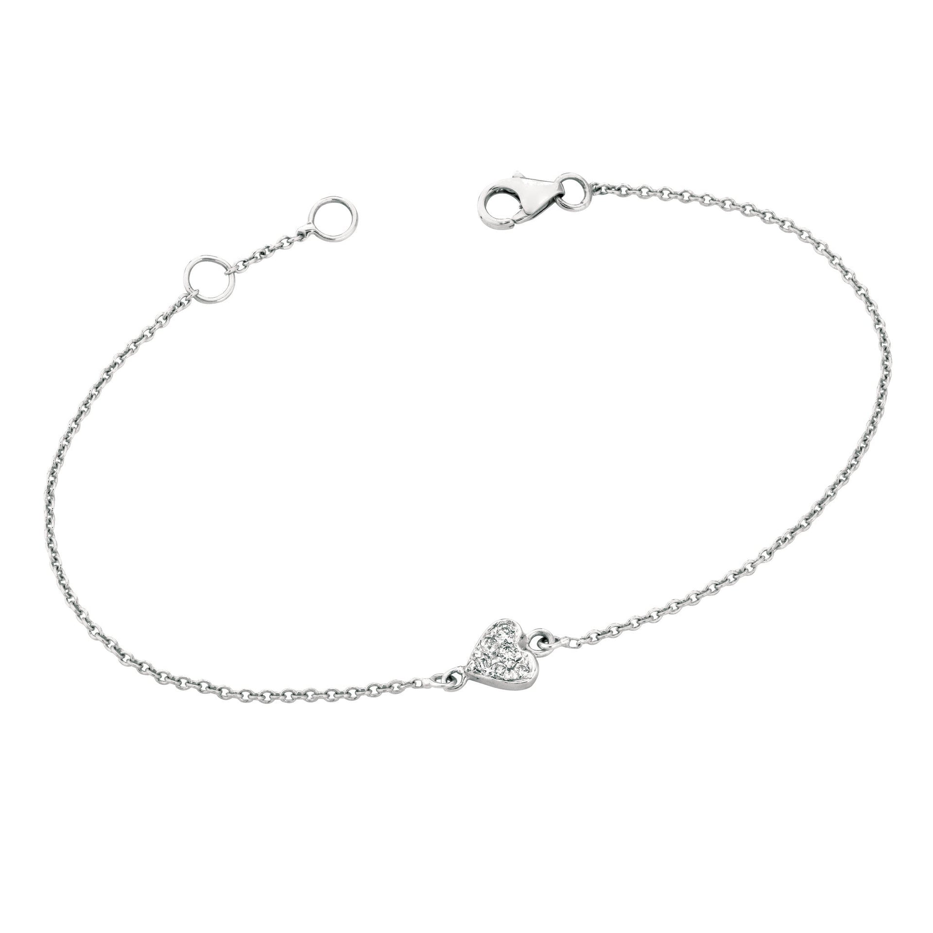 Diamond Heart Bracelet White Gold